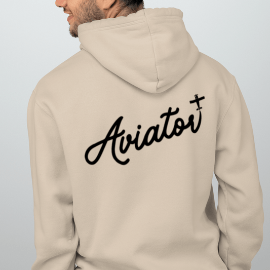 Back of Khaki Aviator Hoodie for Pilots - Aviator Apparel