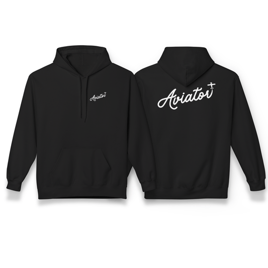 Front and Back of Black Aviator Hoodie for Pilots - Aviator Apparel
