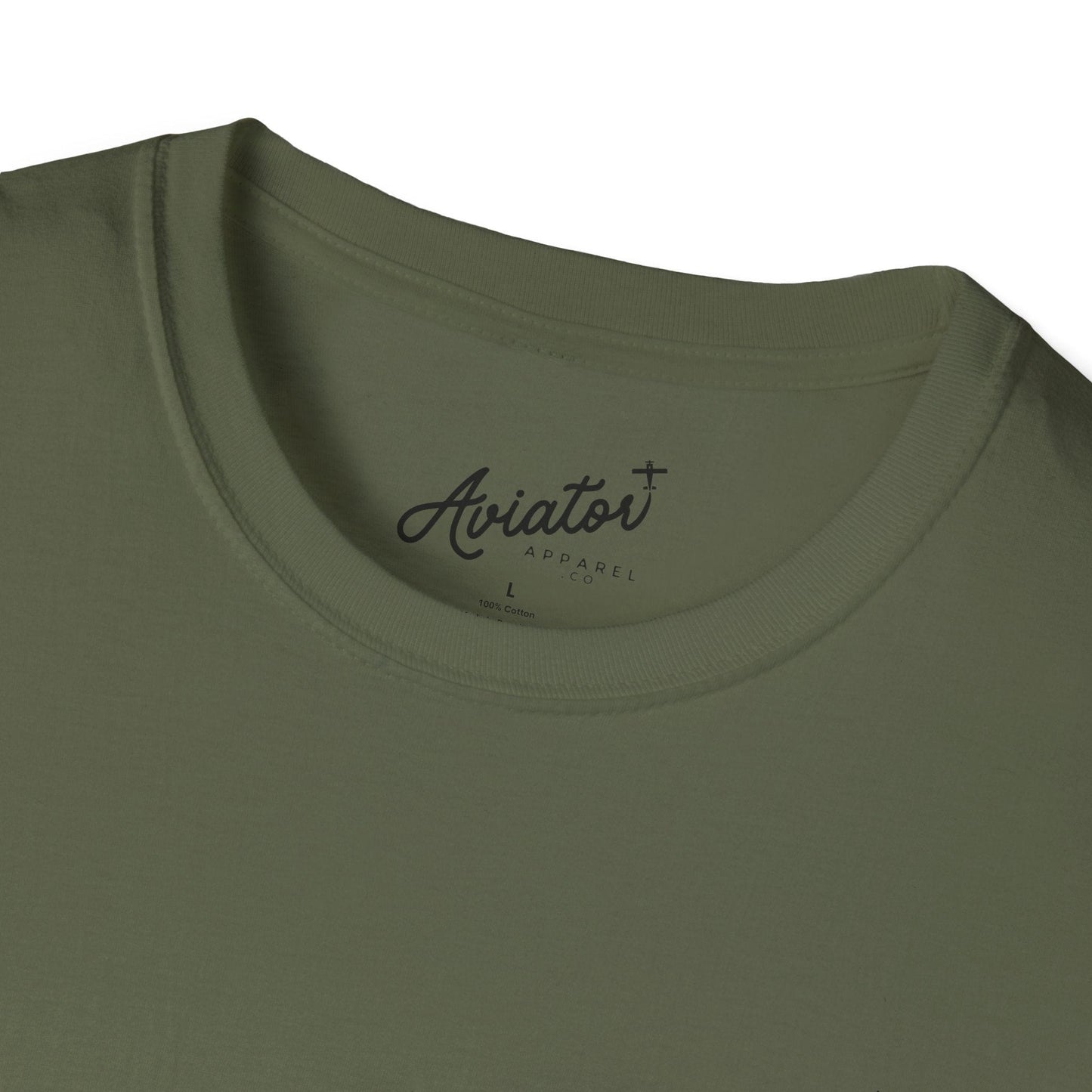 close up of the front of green Aviator T-Shirt for Pilots - Aviator Apparel