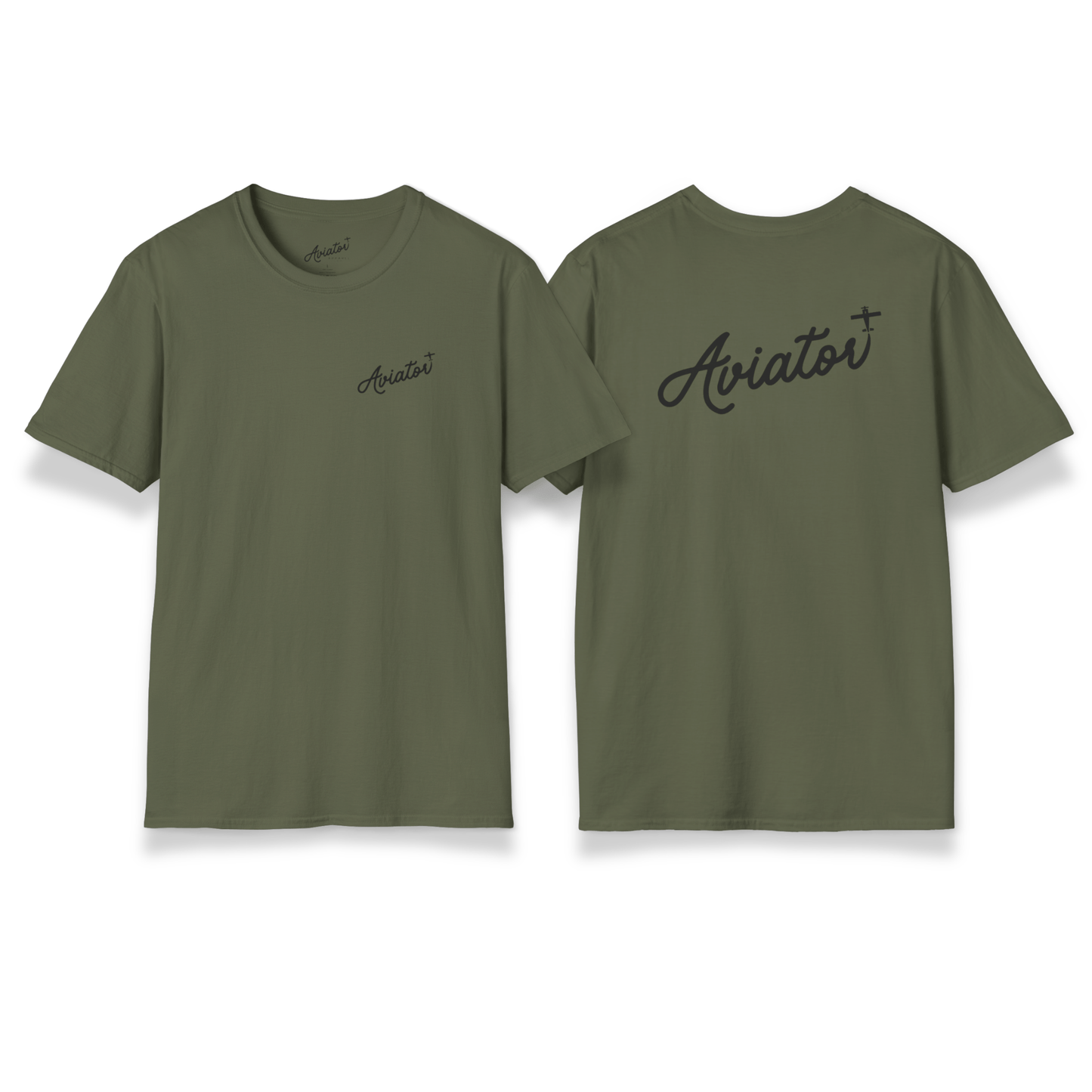 front and back of green Aviator T-Shirt for Pilots - Aviator Apparel