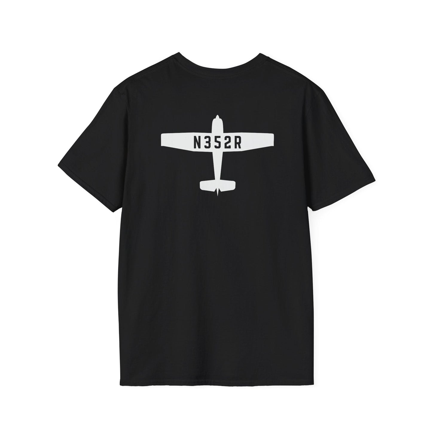 back of black Custom Tail Number Airplane T-Shirt for Pilots - Aviator Apparel