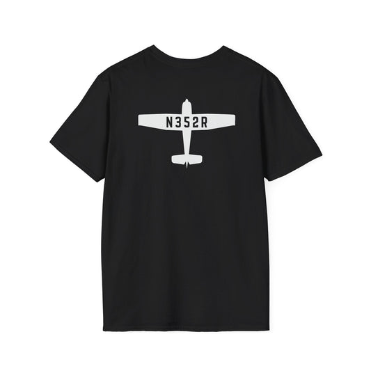 back of black Custom Tail Number Airplane T-Shirt for Pilots - Aviator Apparel