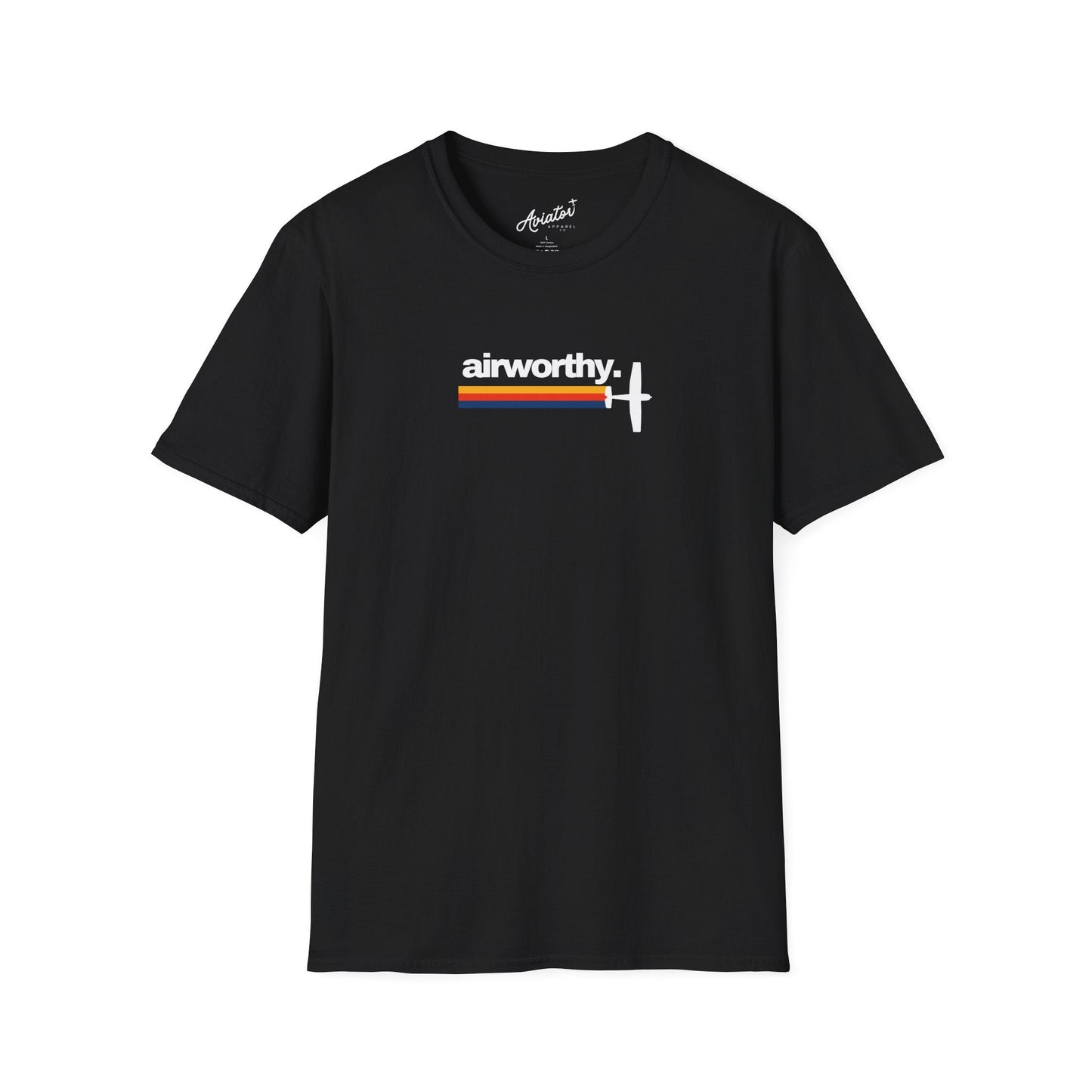 black retro Airworthy Aviation T-Shirt for Pilots - Aviator Apparel