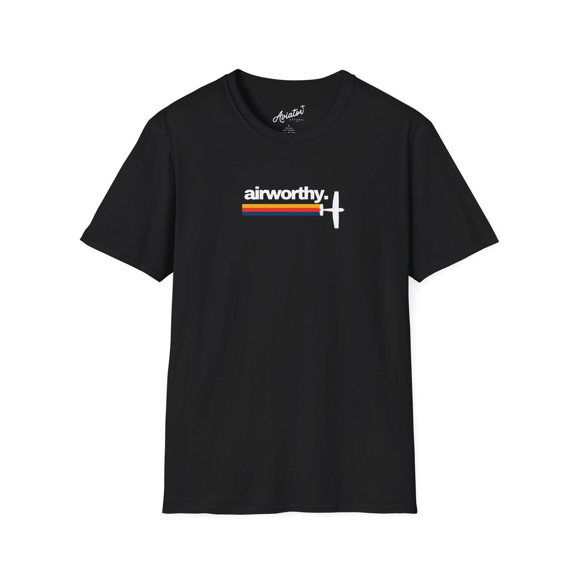 black retro Airworthy Aviation T-Shirt for Pilots - Aviator Apparel