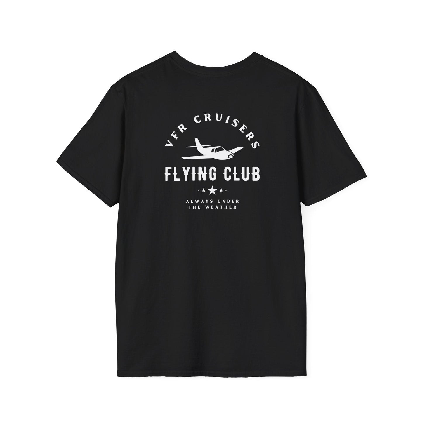 back of black VFR Cruisers Flying Club T-Shirt - Aviator Apparel