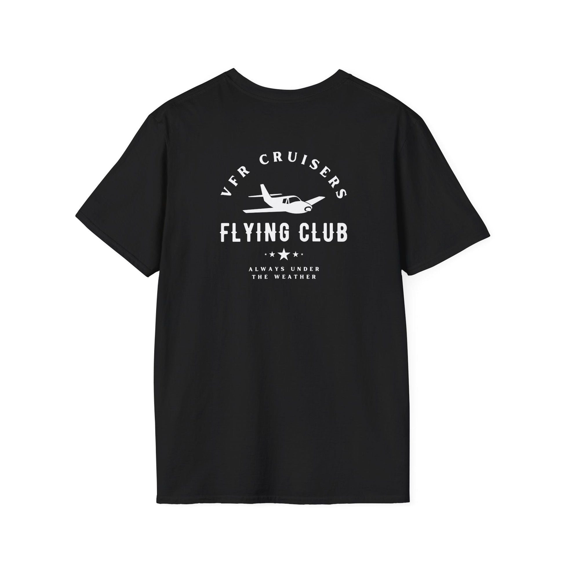 back of black VFR Cruisers Flying Club T-Shirt - Aviator Apparel