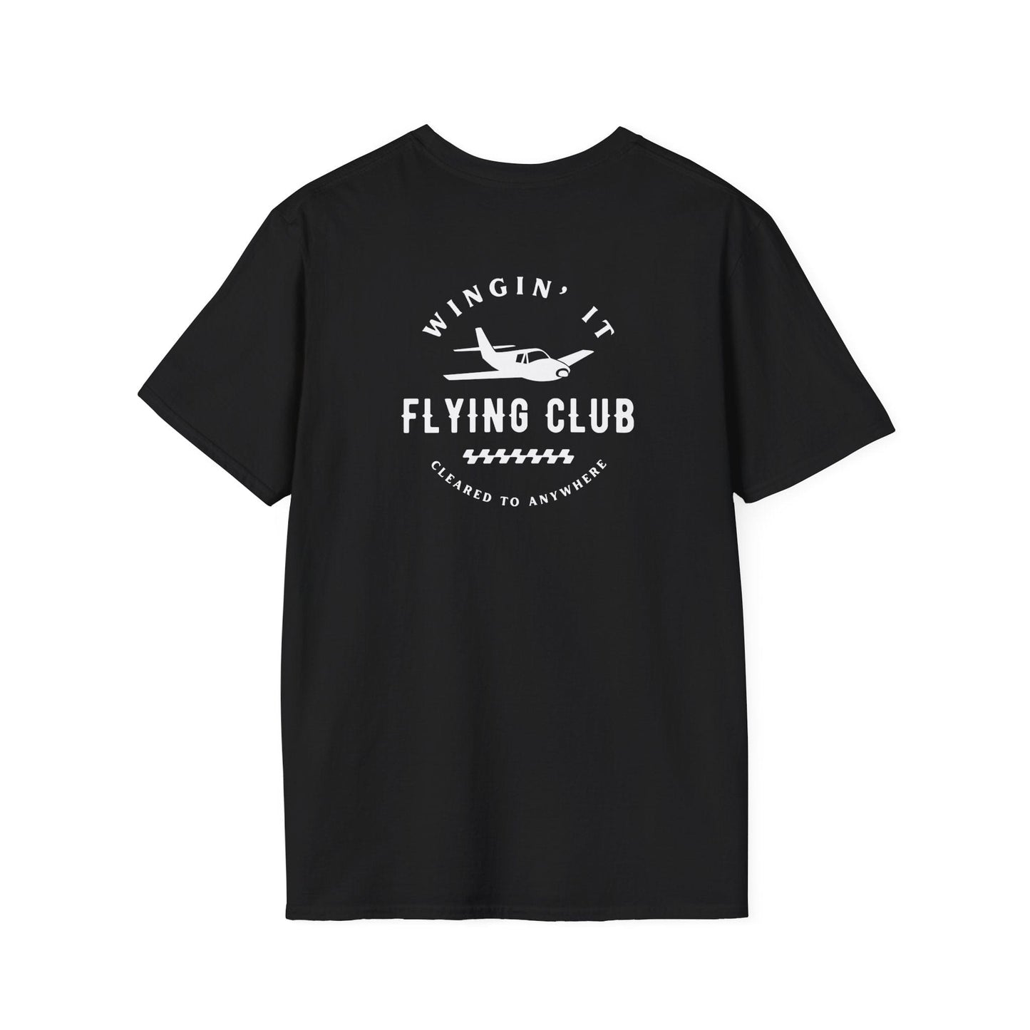 back of black Wingin' It Flying Club T-Shirt - Aviator Apparel