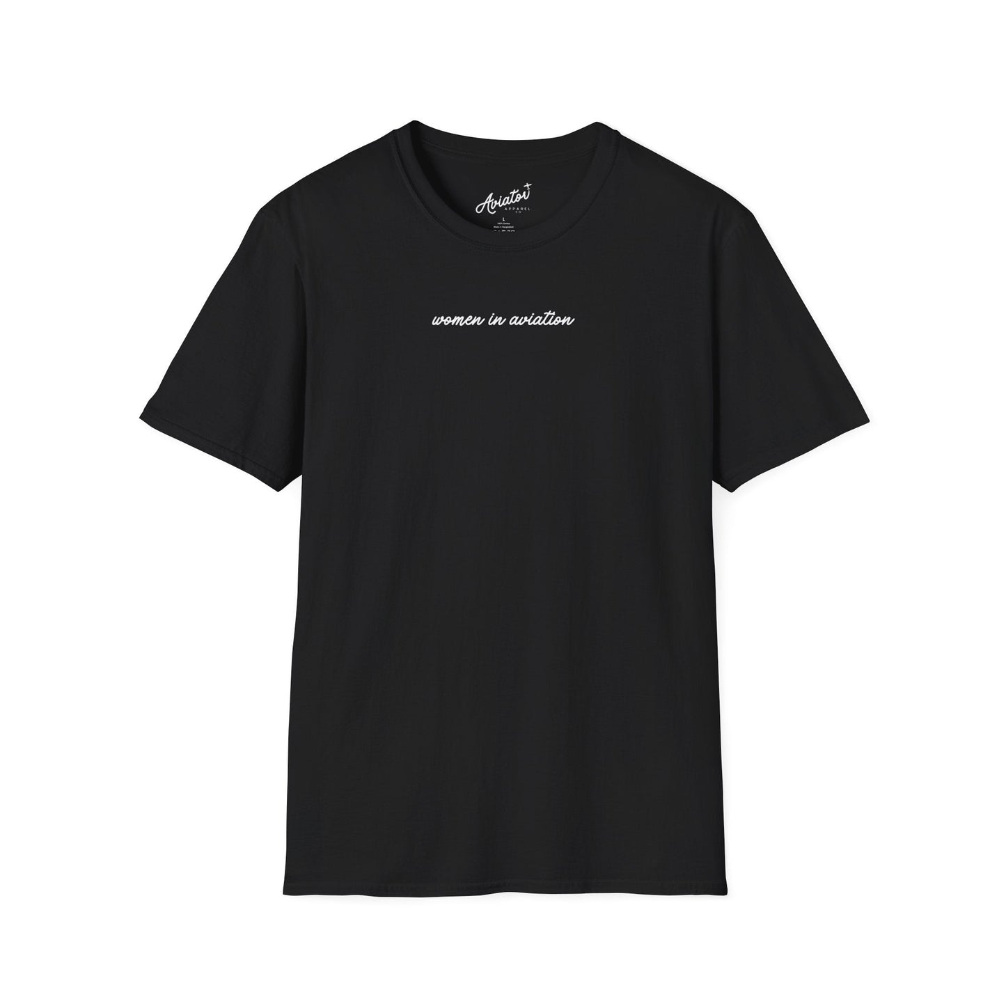 front of black Women in Aviation T-Shirt for Female Pilots - Aviator Apparel