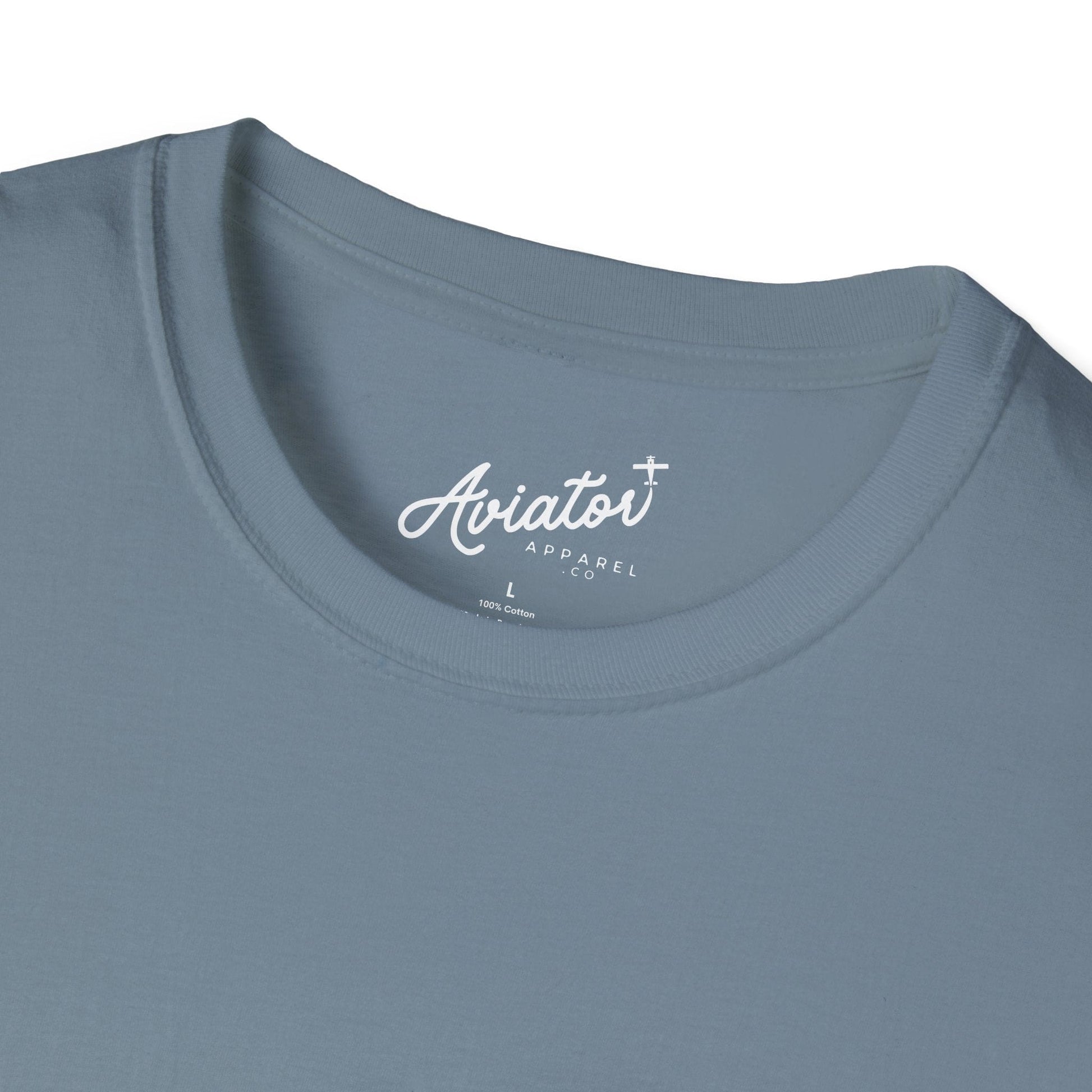 close up of Blue Skies, Good Vibes Aviator T-Shirt - Aviator Apparel