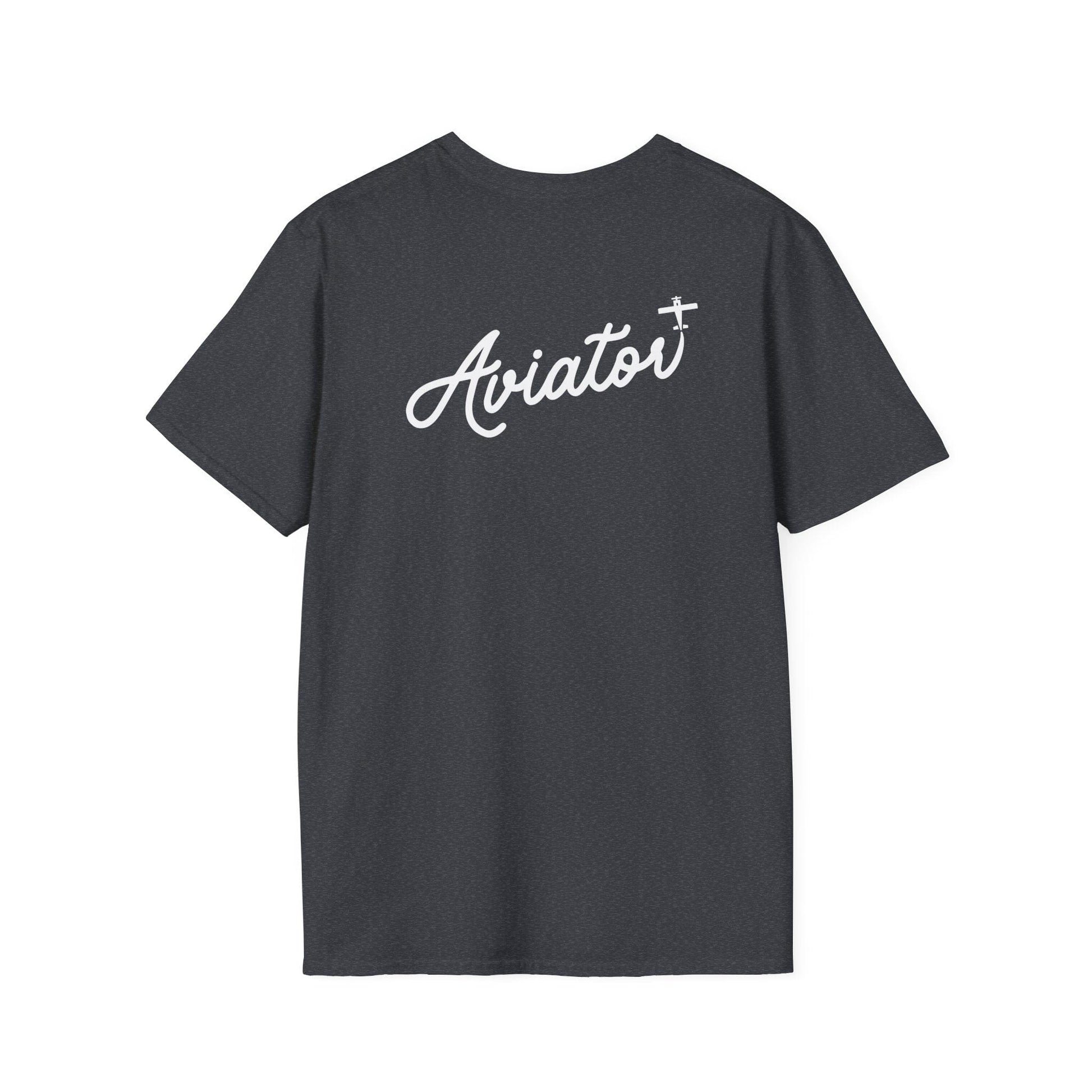 back of dark heather grey Aviator T-Shirt for Pilots - Aviator Apparel