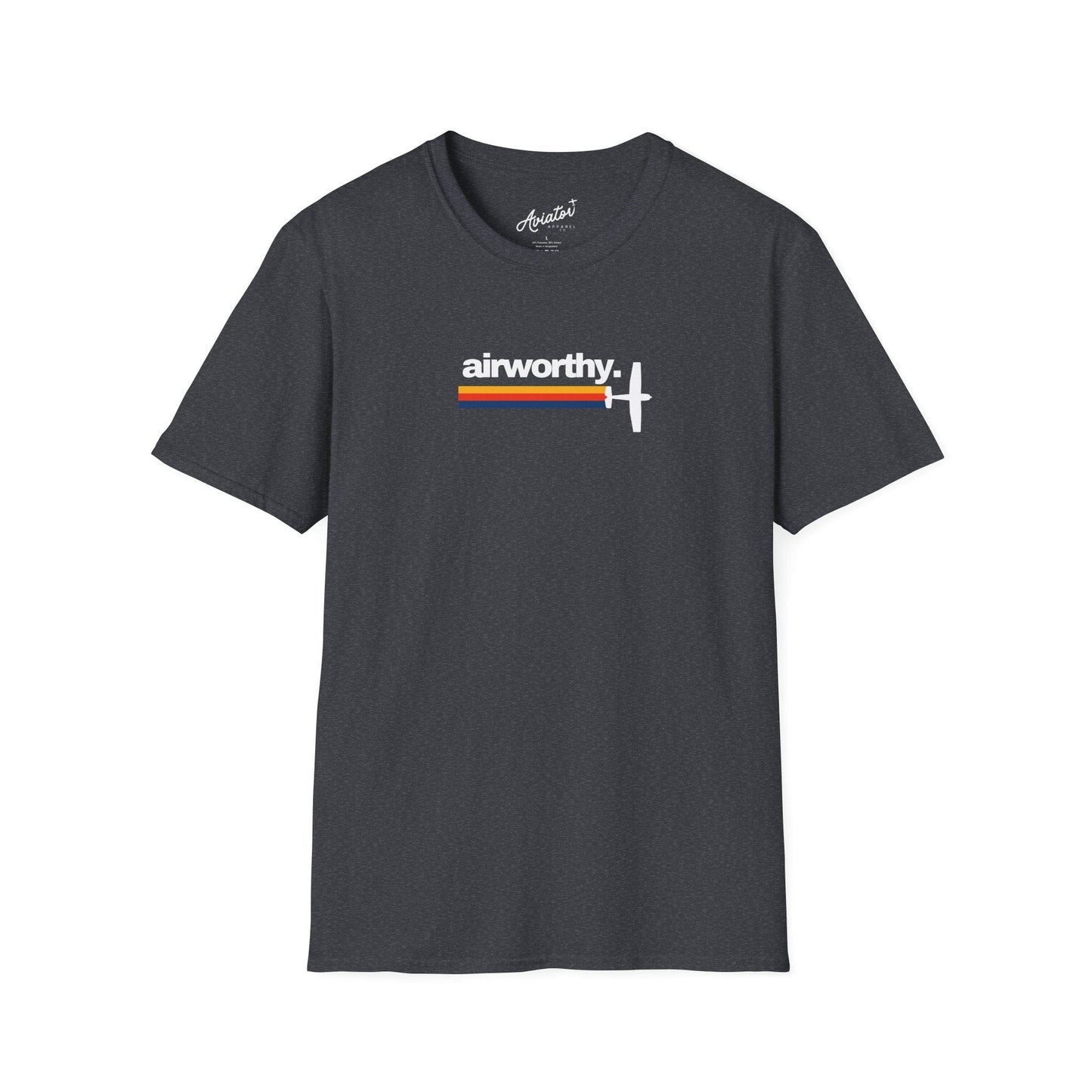 dark heather grey retro Airworthy Aviation T-Shirt for Pilots - Aviator Apparel