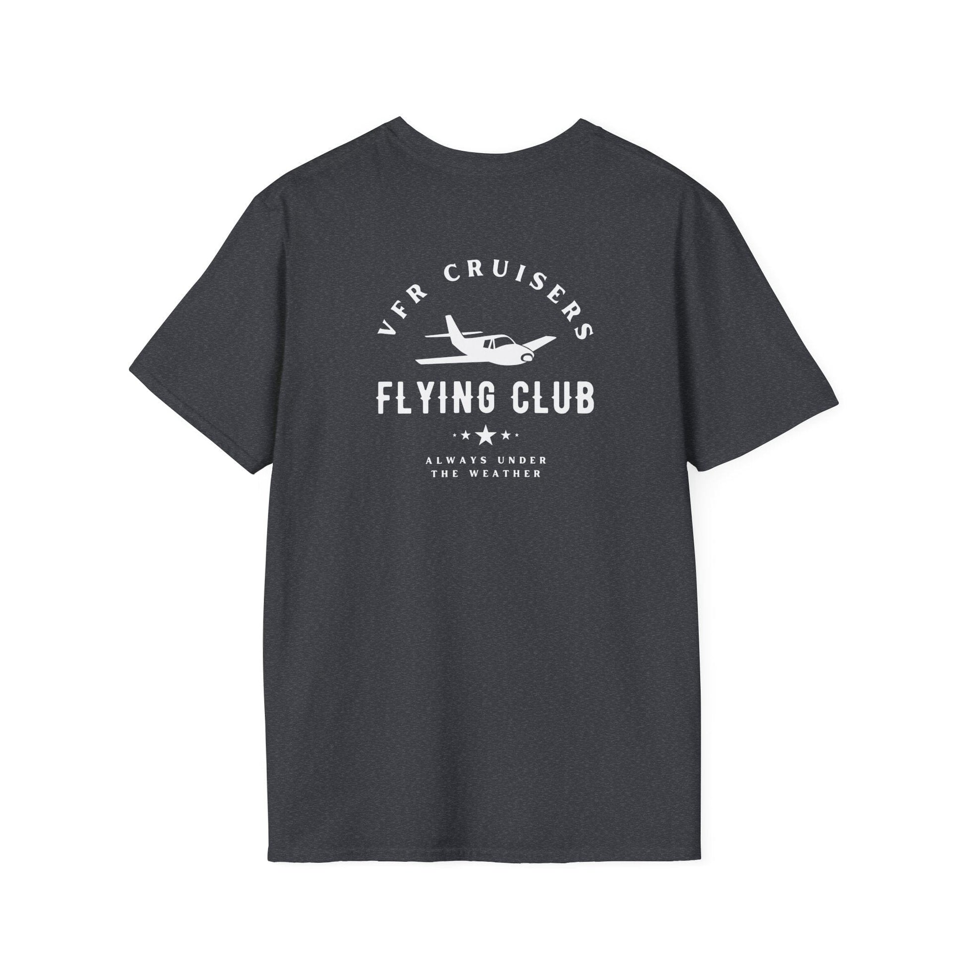 back of dark heather grey VFR Cruisers Flying Club T-Shirt - Aviator Apparel
