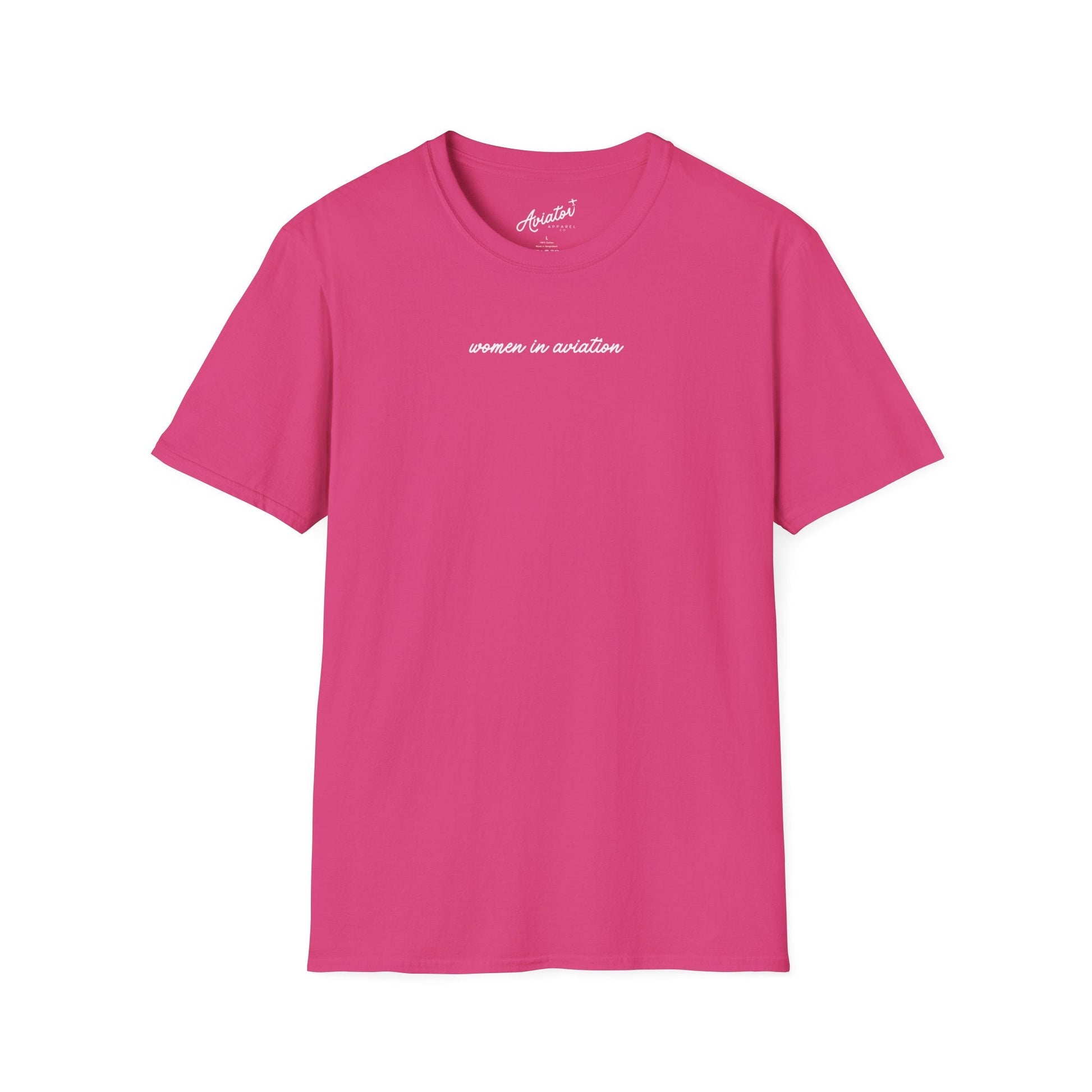 front of hot pink Women in Aviation T-Shirt for Female Pilots - Aviator Apparel