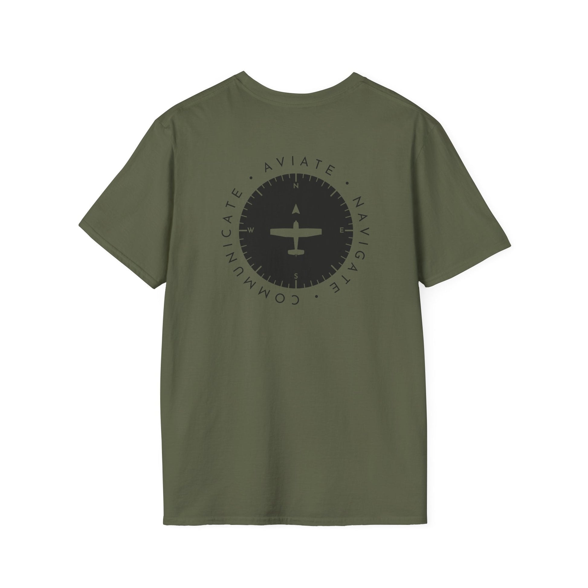 back of green Aviate, Navigate, Communicate Pilot T-Shirt - Aviator Apparel