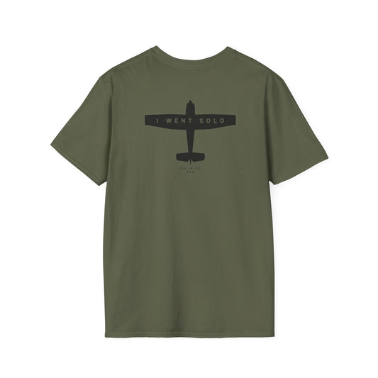back of green I went solo t-shirt - first solo flight gift for pilots - Aviator Apparel