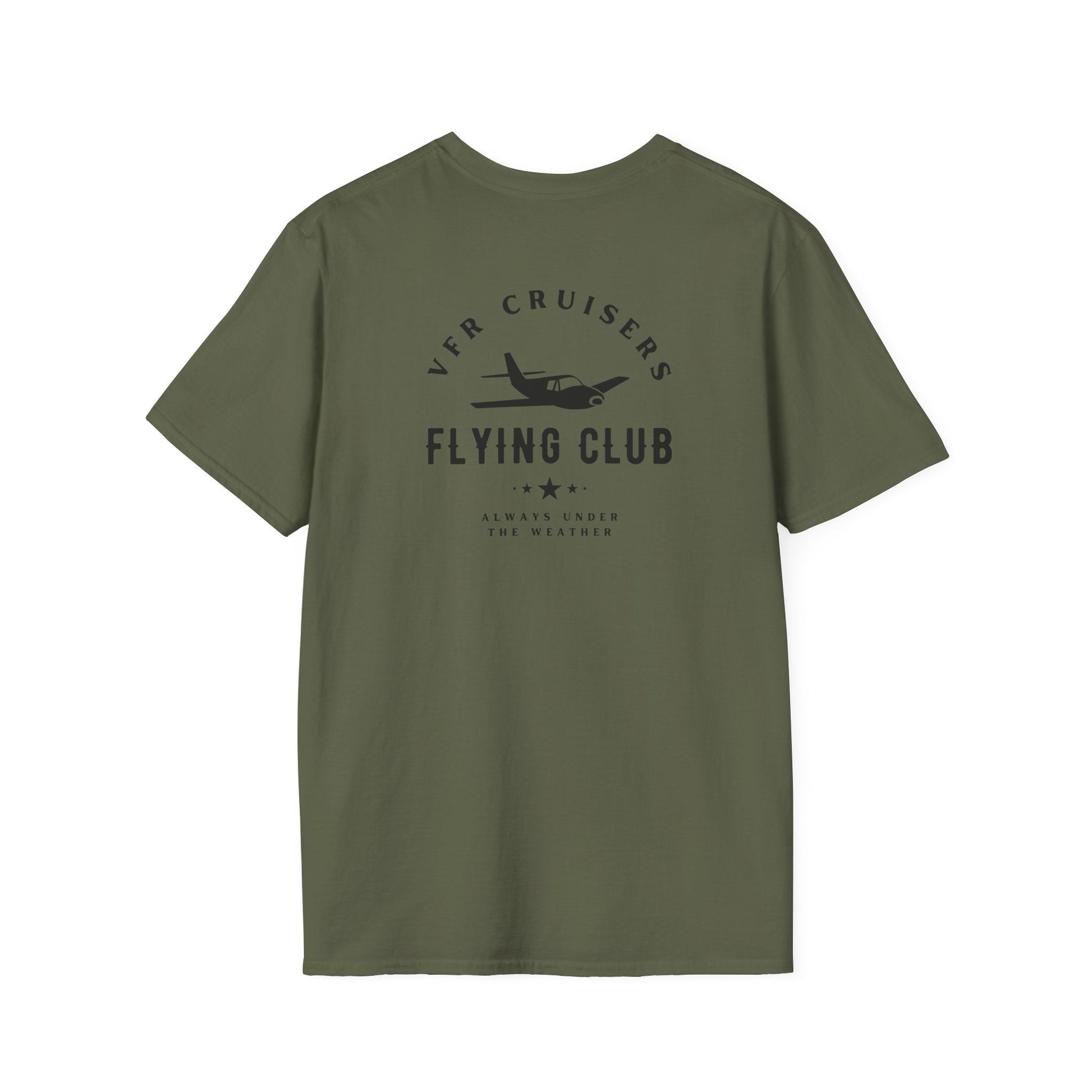 back of green VFR Cruisers Flying Club T-Shirt - Aviator Apparel