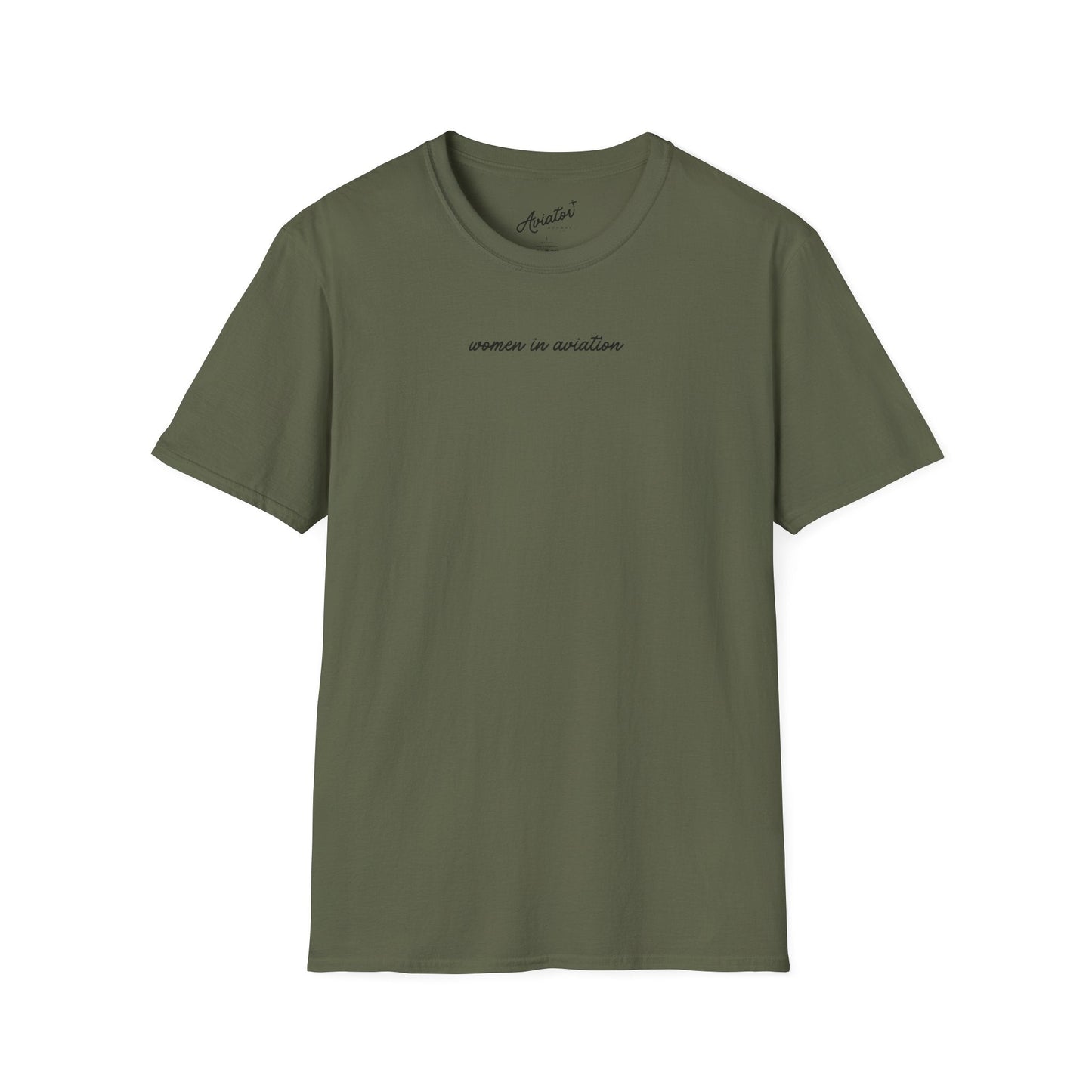 front of green Women in Aviation T-Shirt for Female Pilots - Aviator Apparel