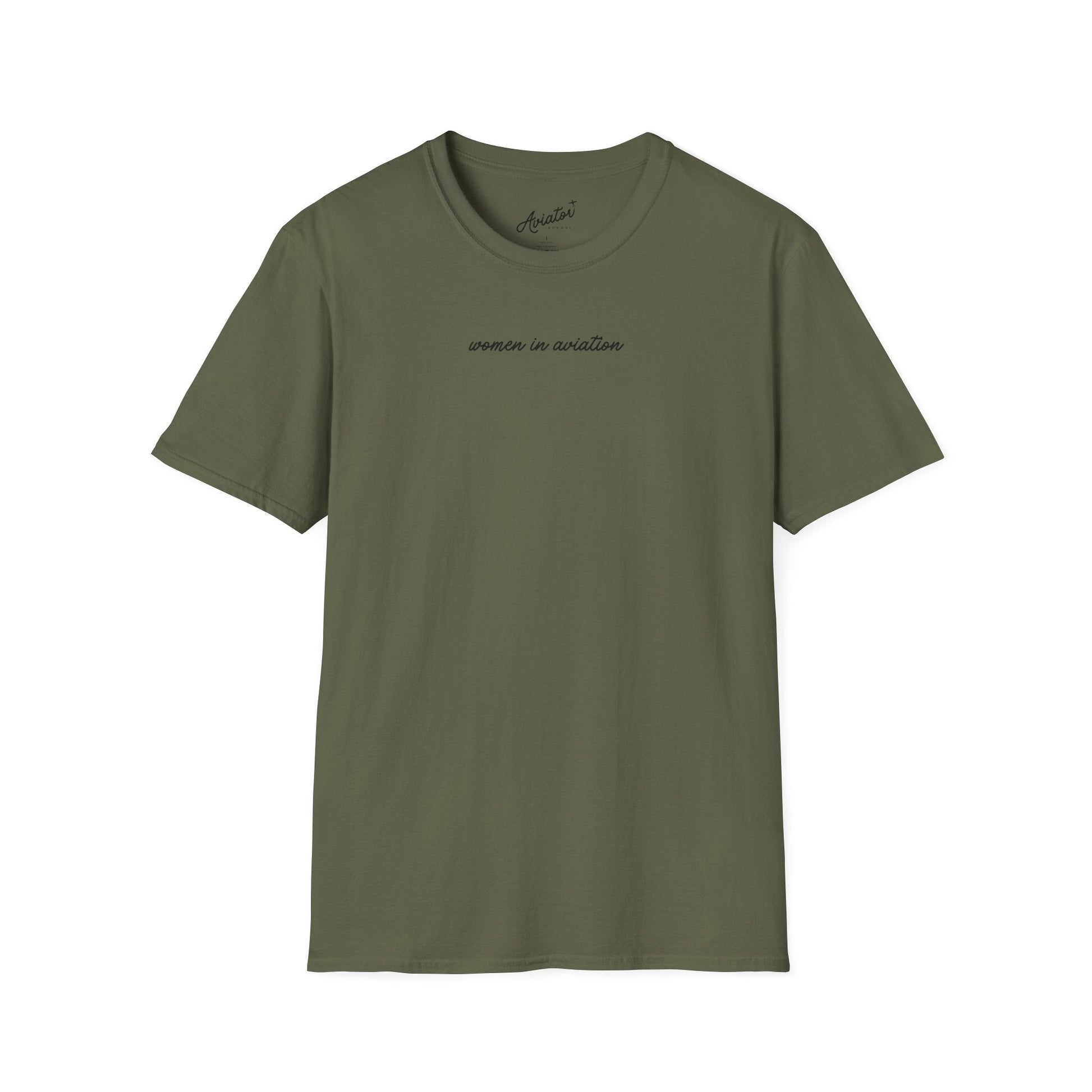 front of green Women in Aviation T-Shirt for Female Pilots - Aviator Apparel