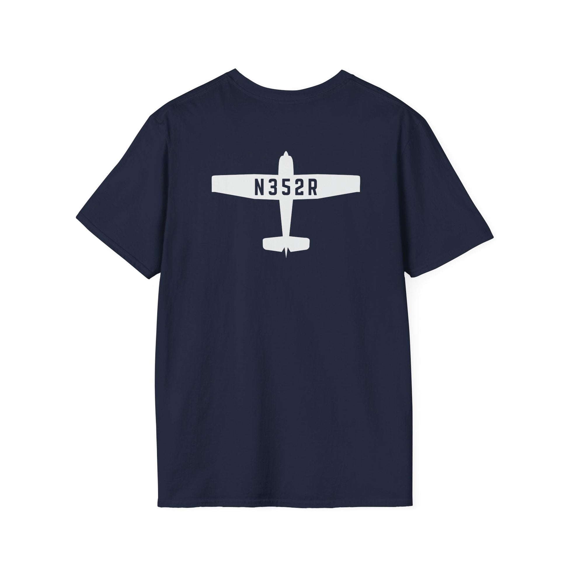 back of navy Custom Tail Number Airplane T-Shirt for Pilots - Aviator Apparel