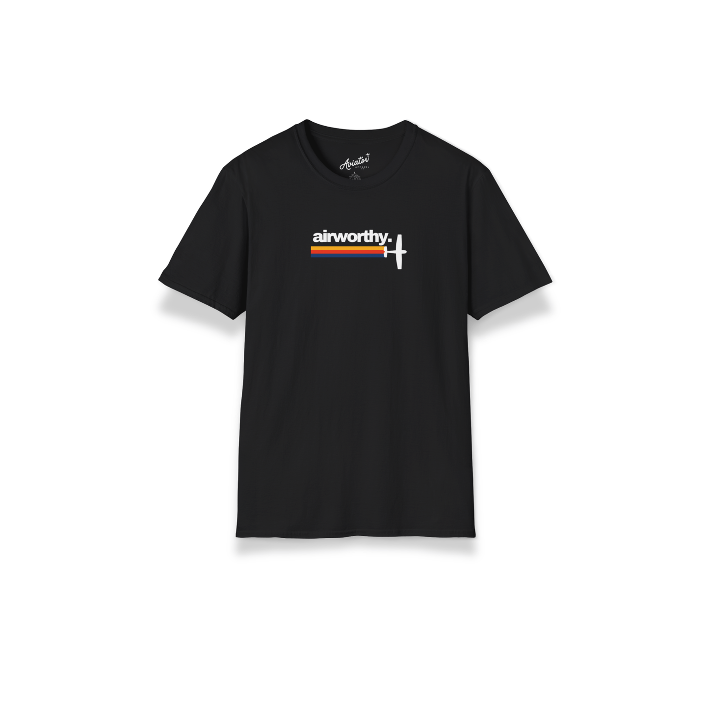 Black Retro Airworthy Aviation T-Shirt for Pilots - Aviator Apparel
