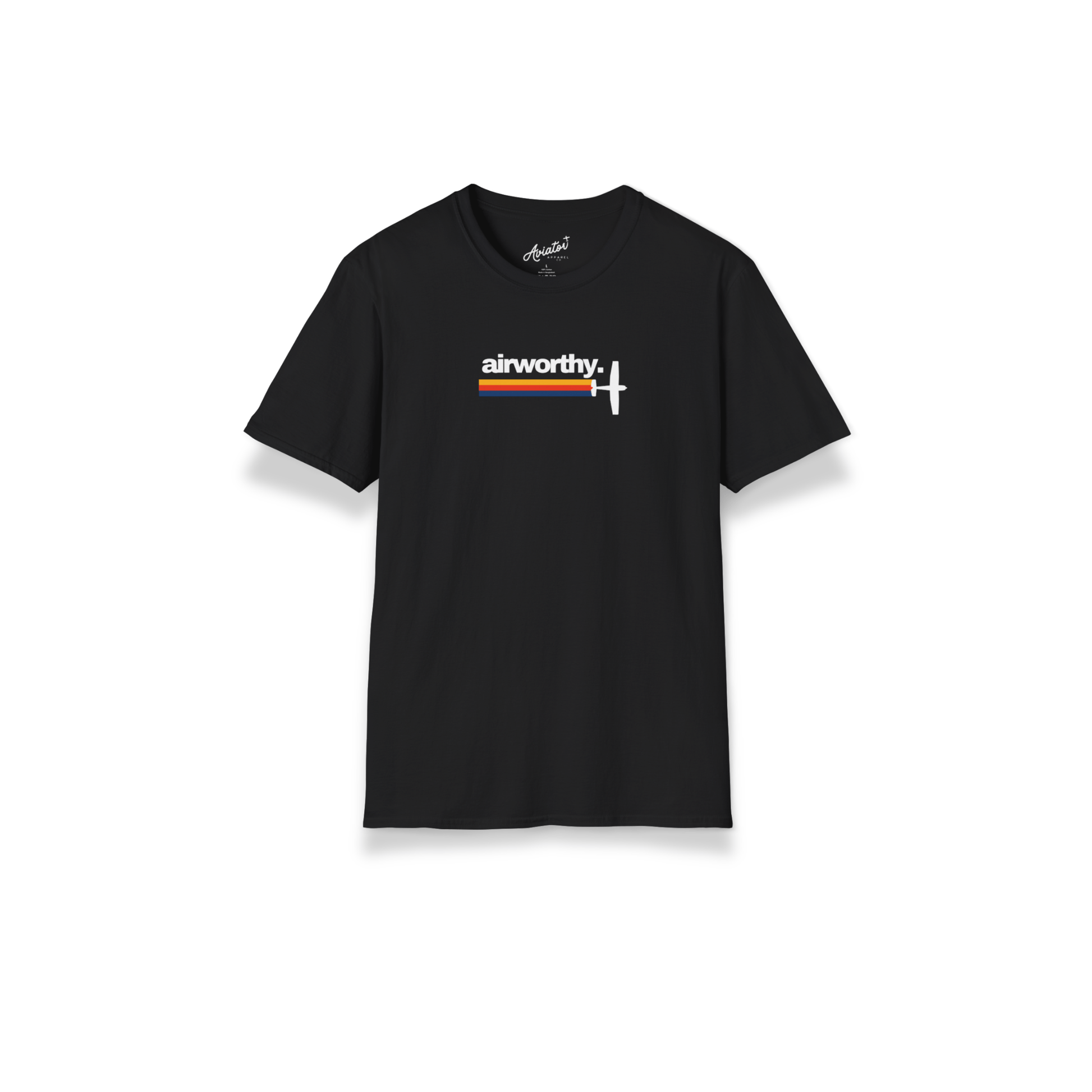 Black Retro Airworthy Aviation T-Shirt for Pilots - Aviator Apparel