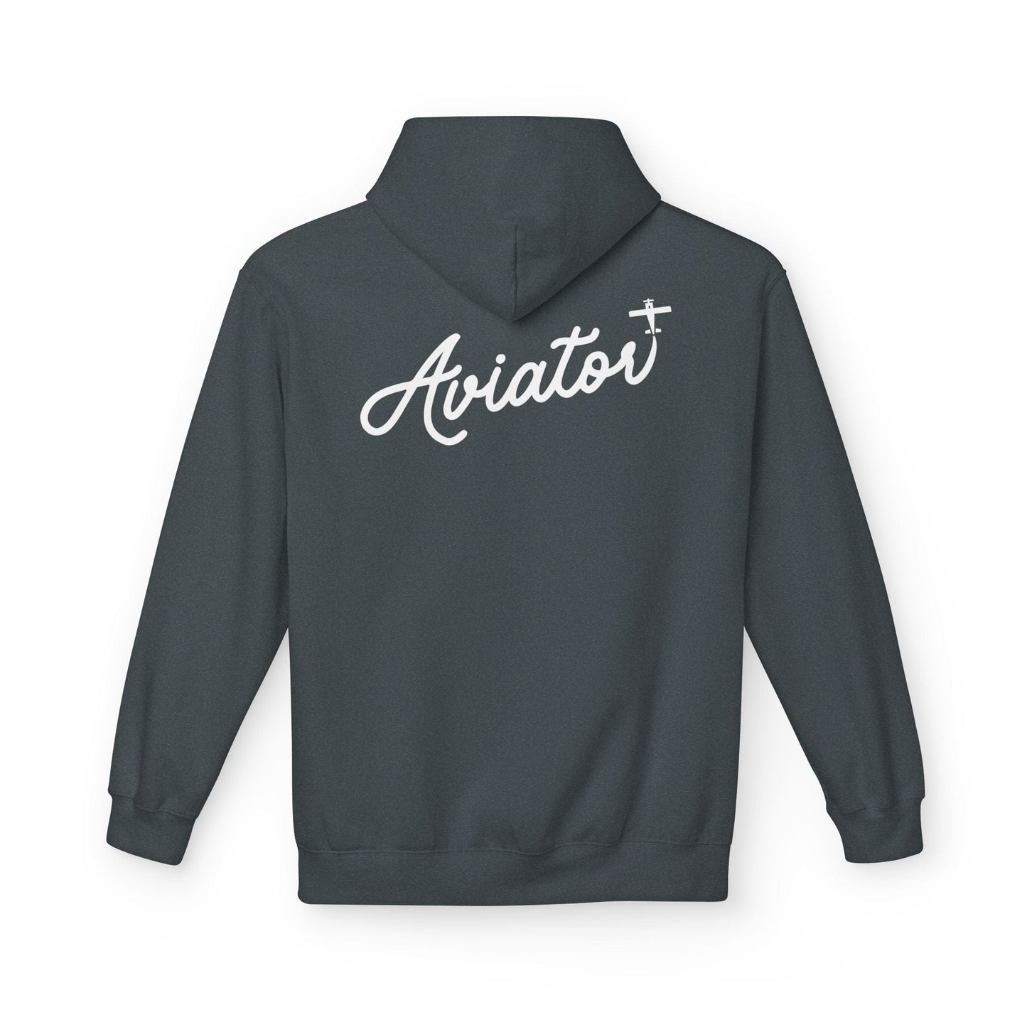 Back of Dark Heather Grey Aviator Hoodie for Pilots - Aviator Apparel