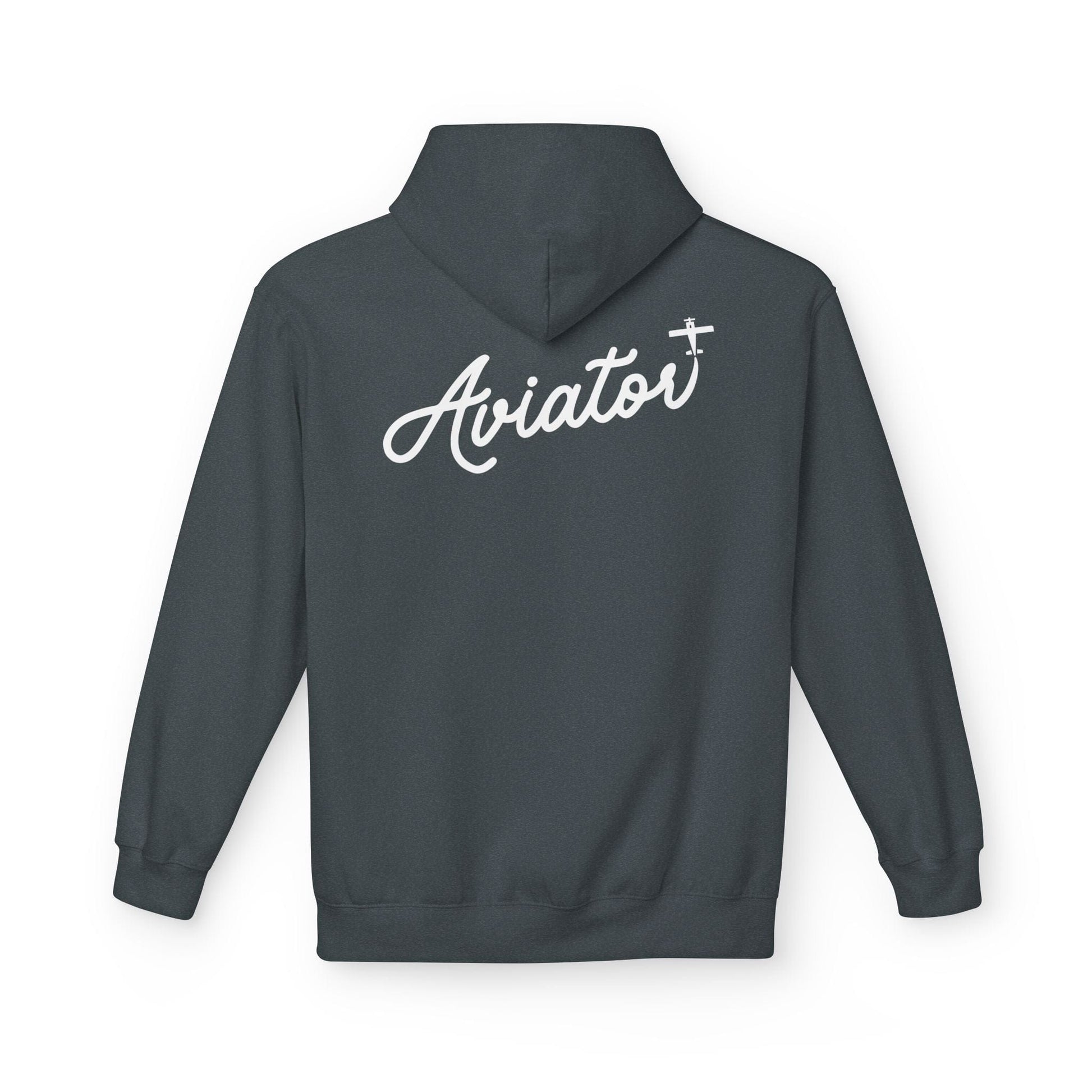 Back of Dark Heather Grey Aviator Hoodie for Pilots - Aviator Apparel