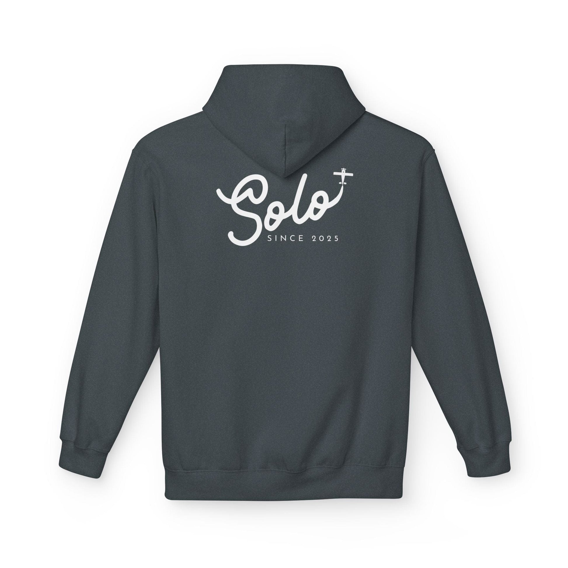 Back of Dark Heather Grey Solo Since 2025 Hoodie- First Solo Flight Gift for Pilots - Aviator Apparel