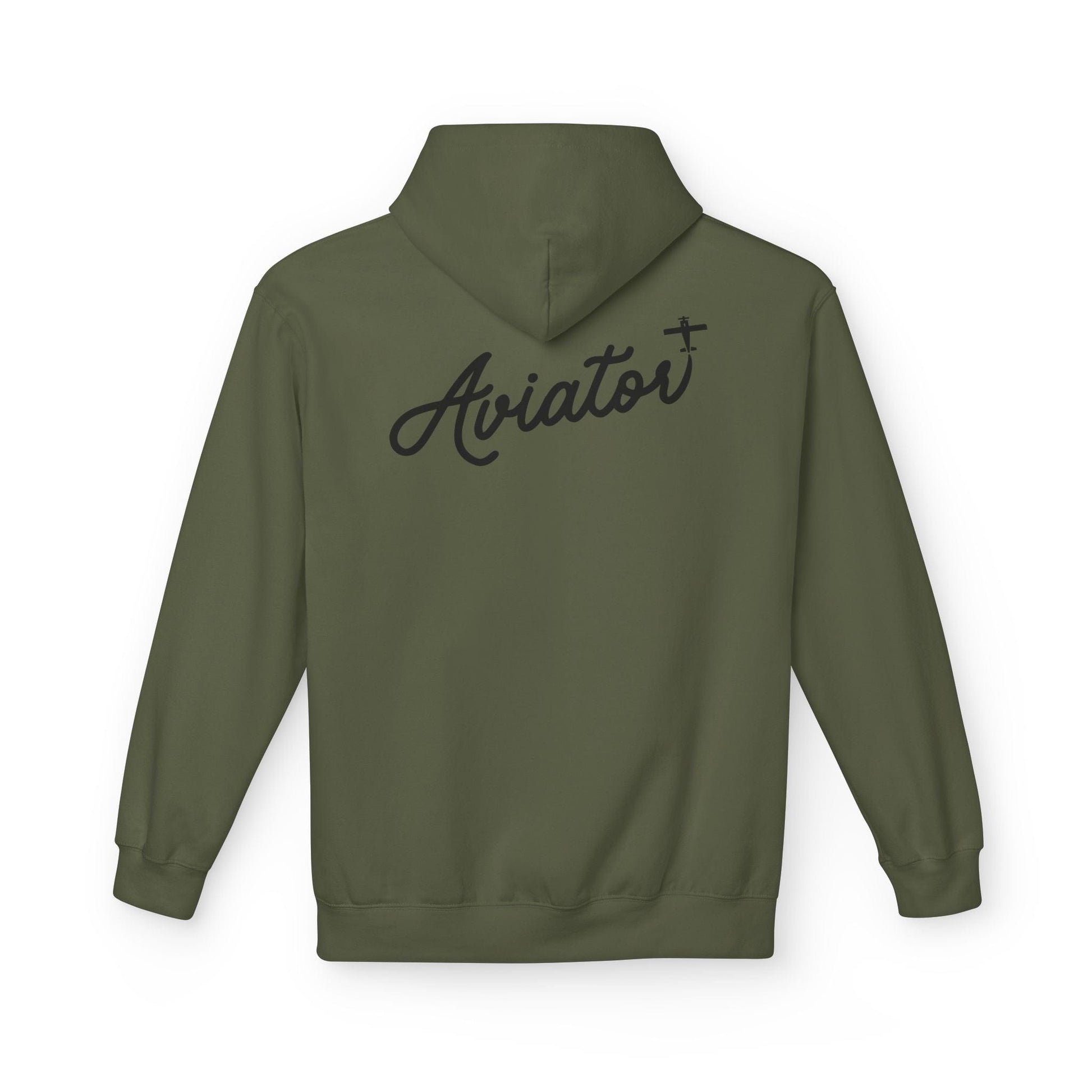 Back of Green Aviator Hoodie for Pilots - Aviator Apparel