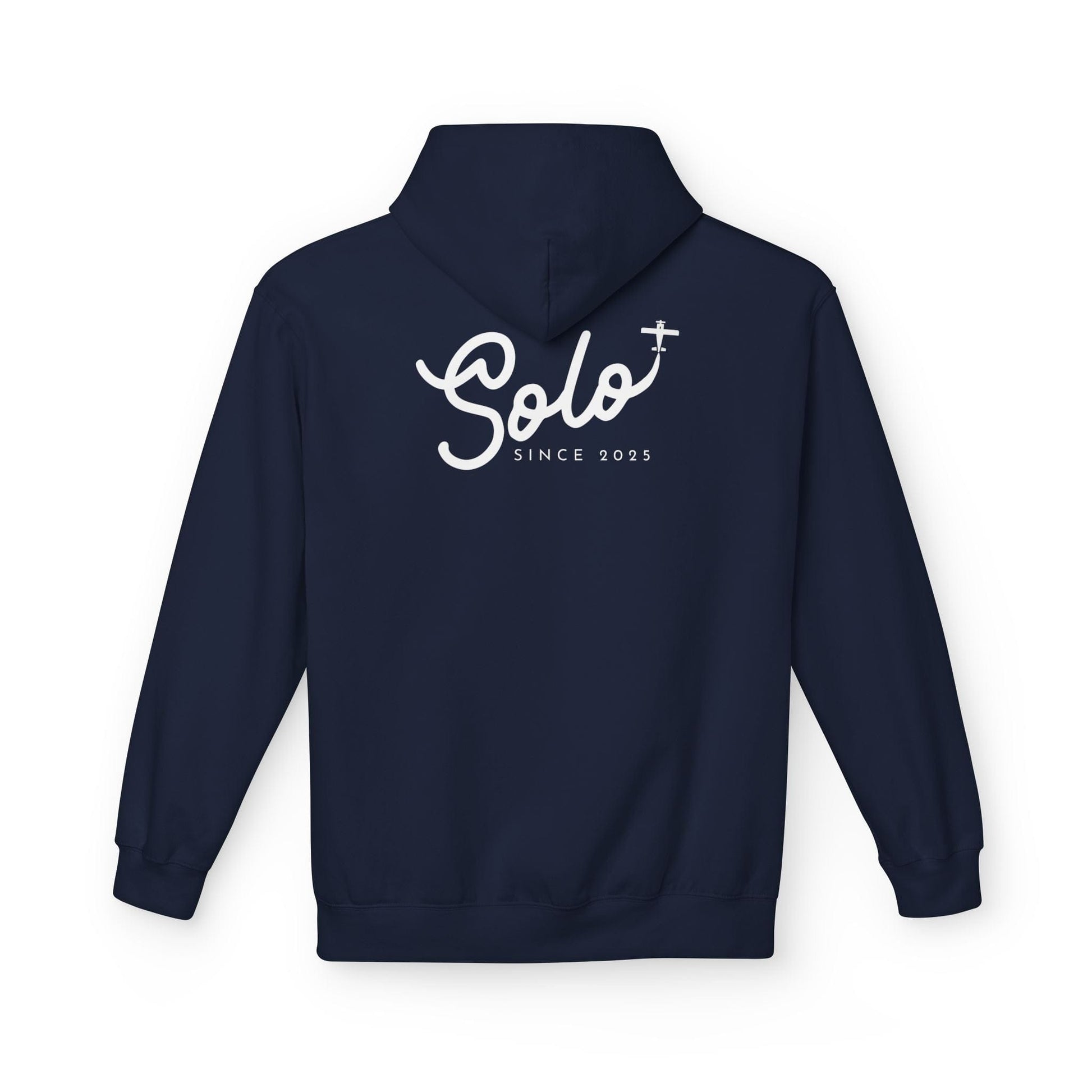 Back of Navy Solo Since 2025 Hoodie- First Solo Flight Gift for Pilots - Aviator Apparel