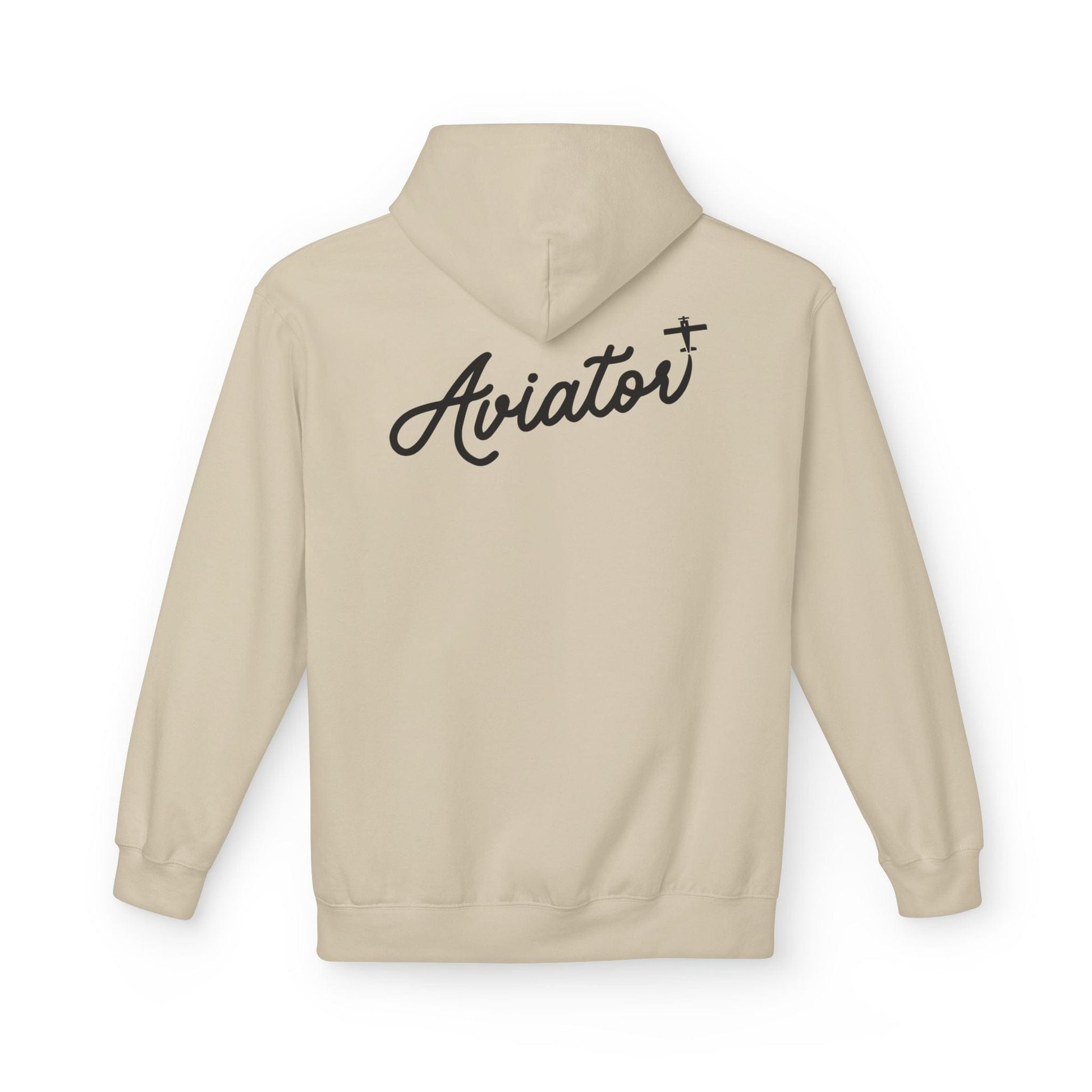 Back of Khaki Aviator Hoodie for Pilots - Aviator Apparel