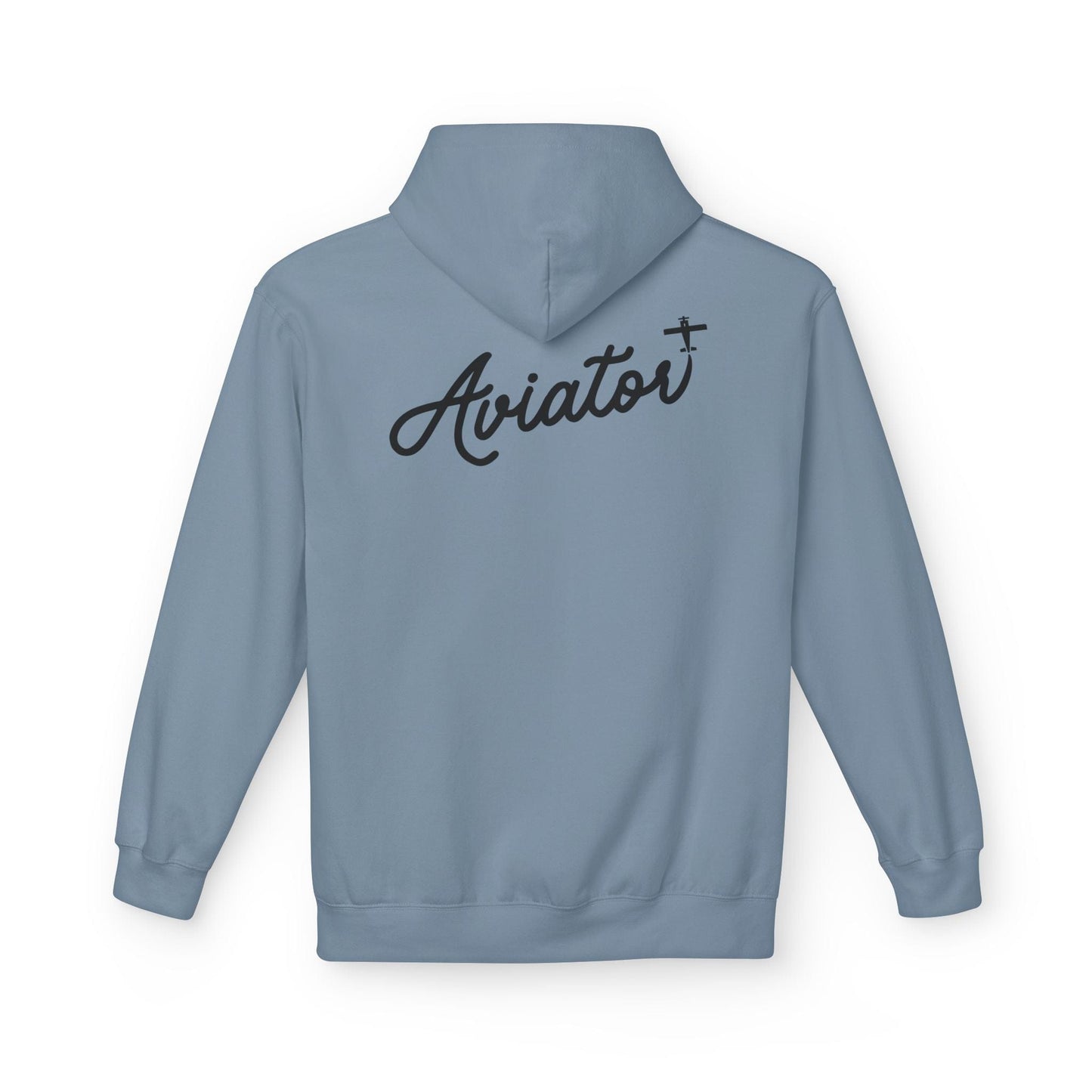 Back of Stone Blue Aviator Hoodie for Pilots - Aviator Apparel