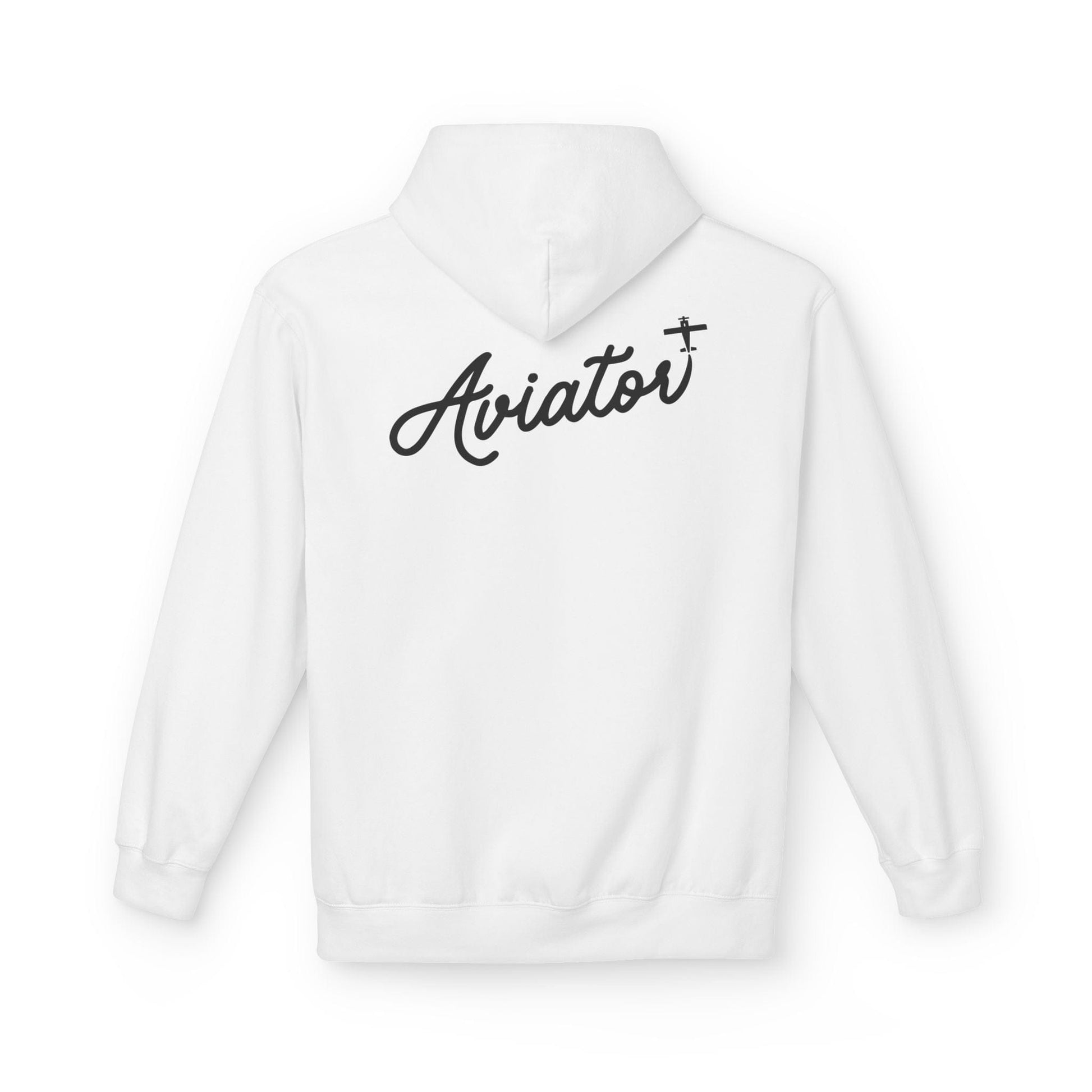 Back of White Aviator Hoodie for Pilots - Aviator Apparel