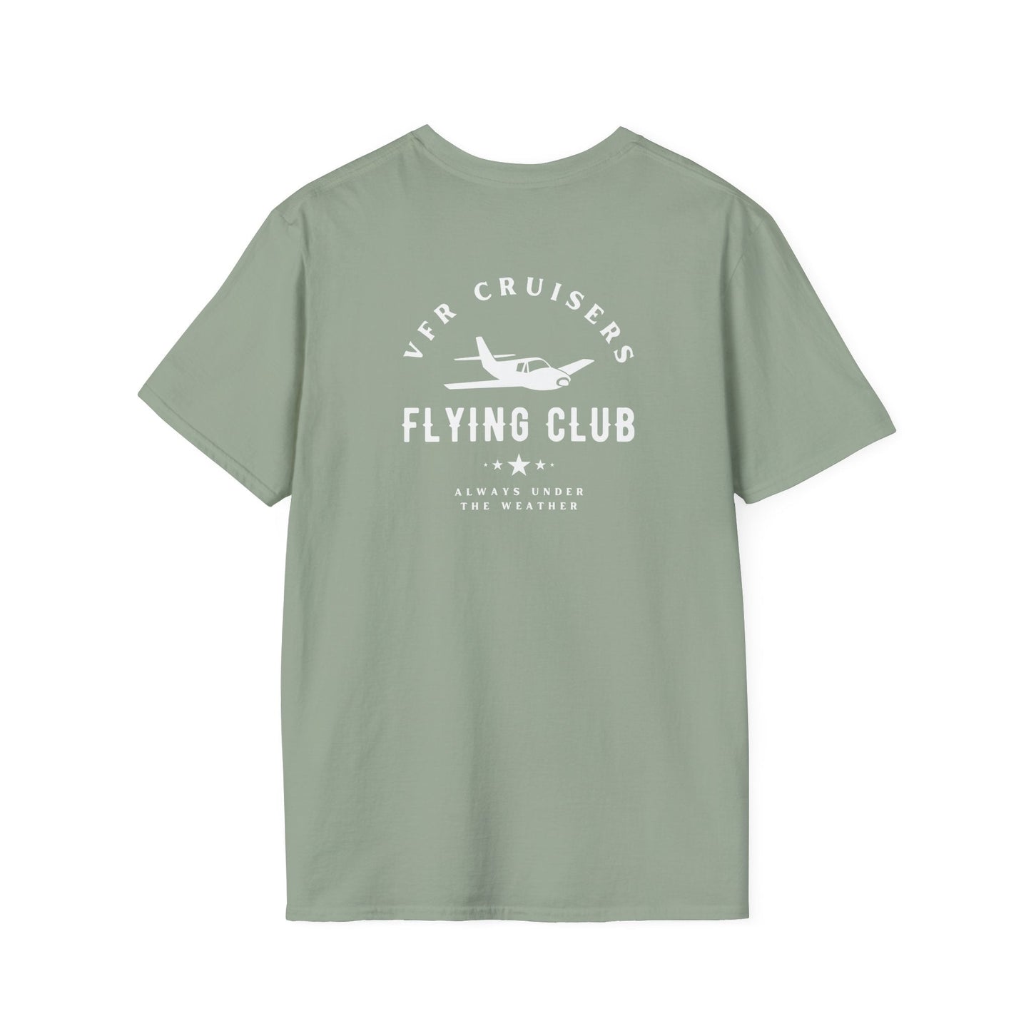 back of sage green VFR Cruisers Flying Club T-Shirt - Aviator Apparel