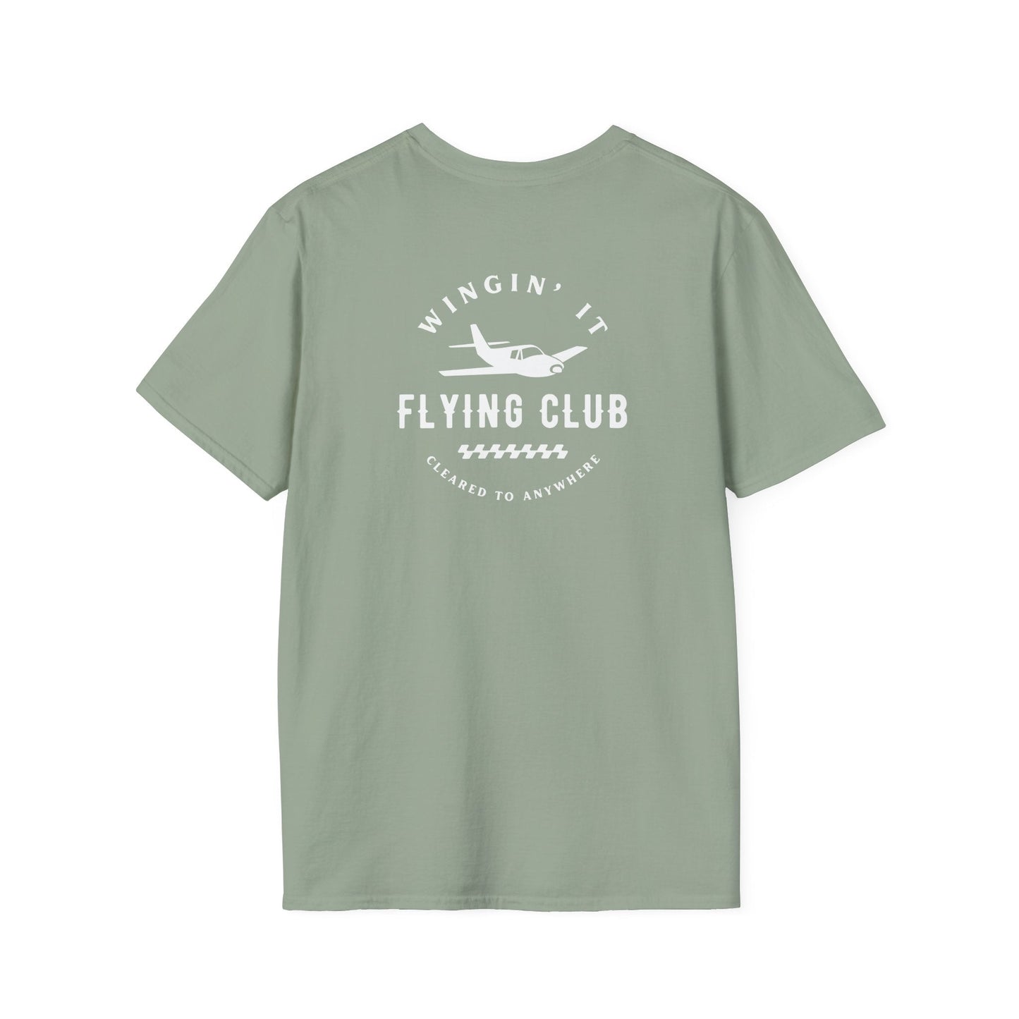 back of sage green Wingin' It Flying Club T-Shirt - Aviator Apparel