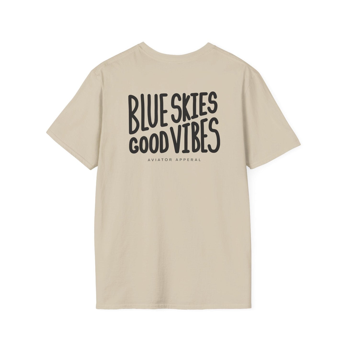 back khaki of Blue Skies, Good Vibes Aviator T-Shirt - Aviator Apparel