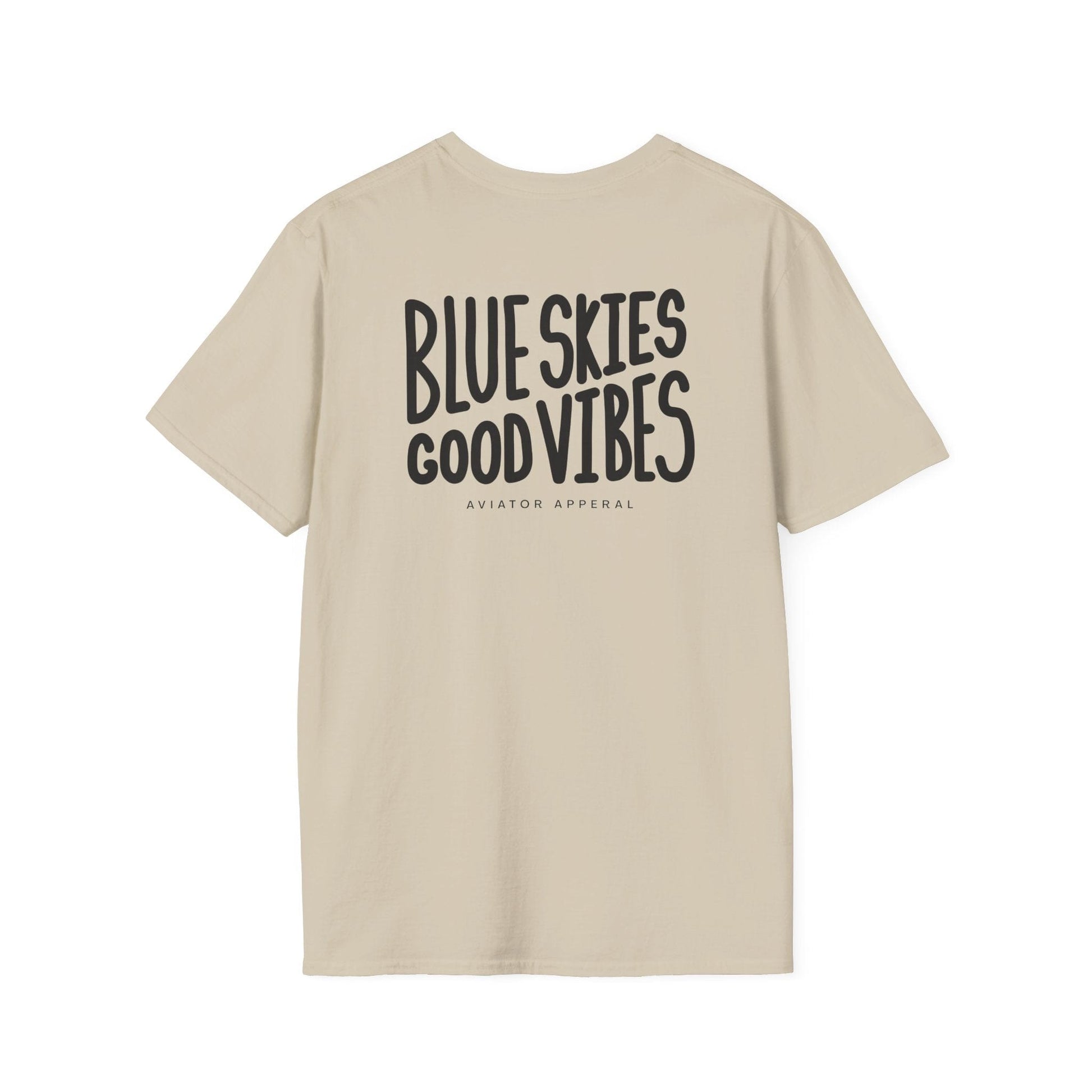back khaki of Blue Skies, Good Vibes Aviator T-Shirt - Aviator Apparel