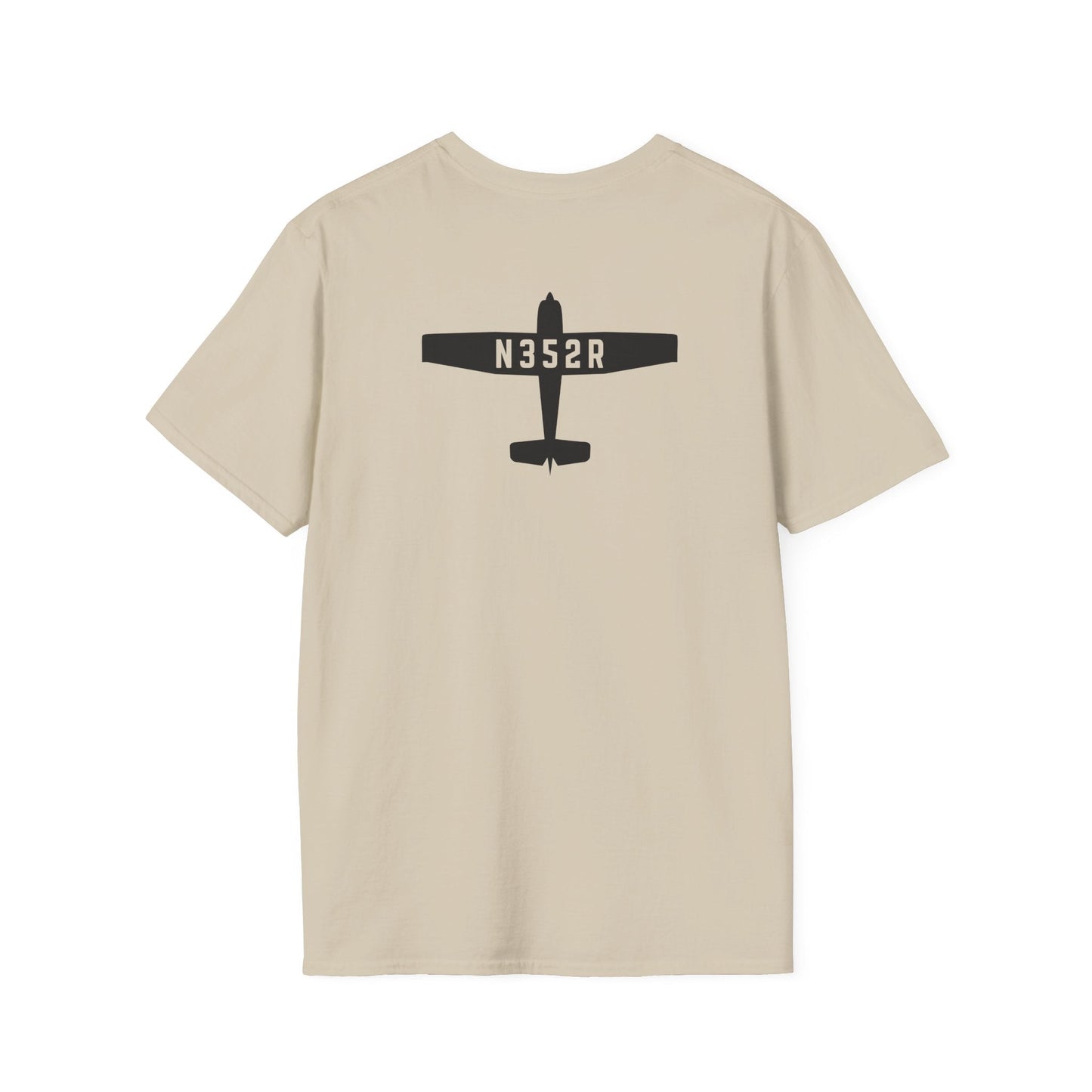 back of khaki Custom Tail Number Airplane T-Shirt for Pilots - Aviator Apparel