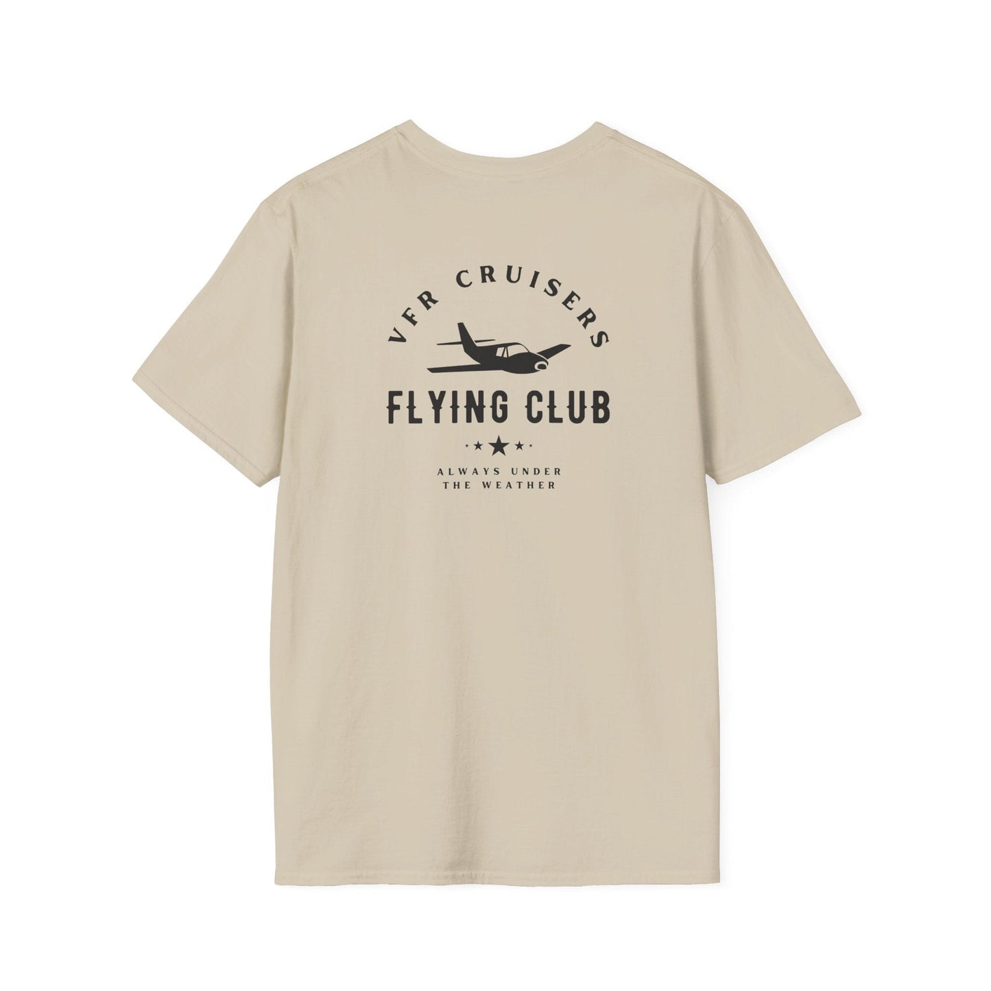 back of khaki VFR Cruisers Flying Club T-Shirt - Aviator Apparel