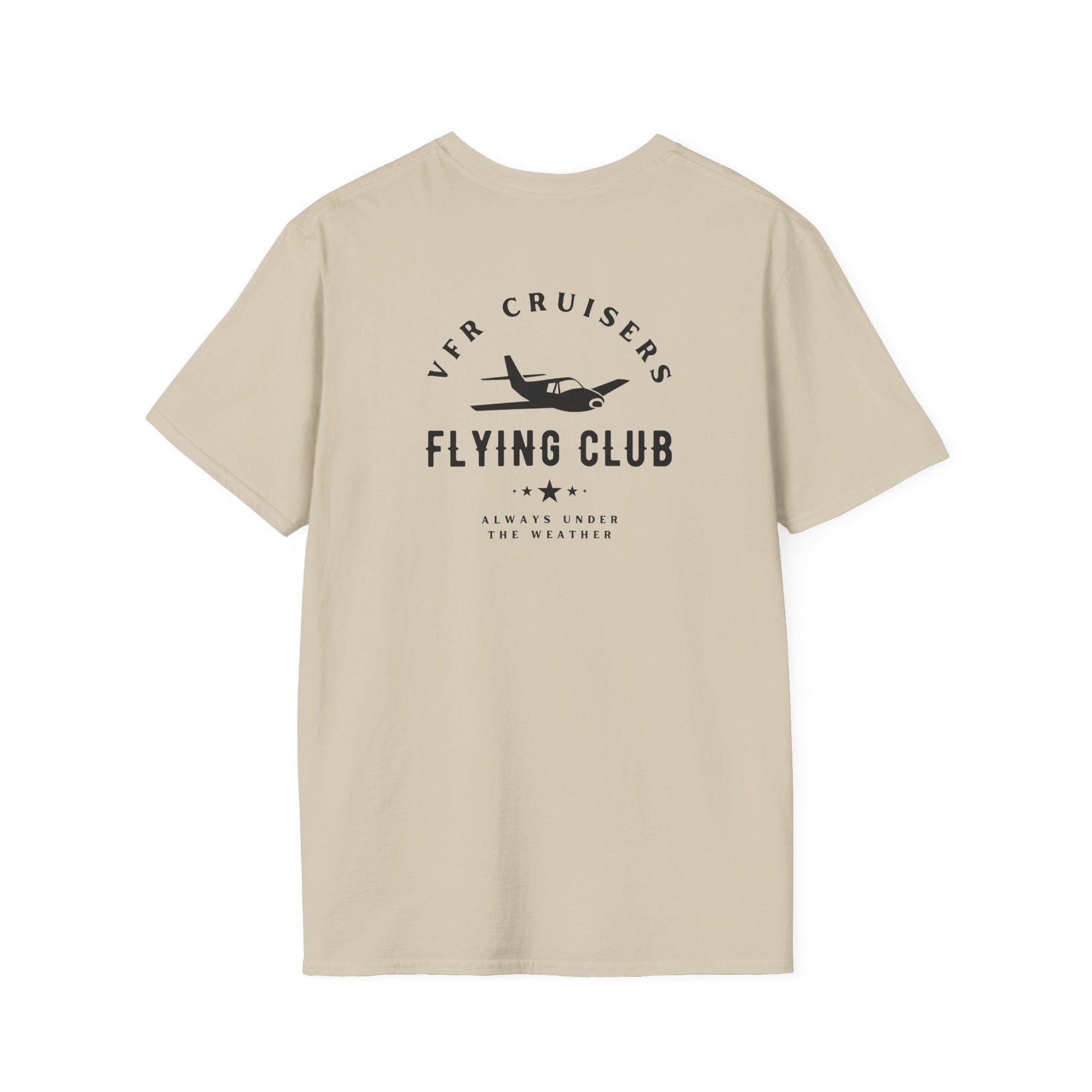 back of khaki VFR Cruisers Flying Club T-Shirt - Aviator Apparel