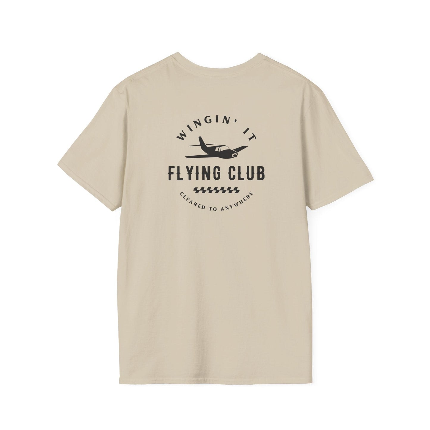 back of khaki Wingin' It Flying Club T-Shirt - Aviator Apparel