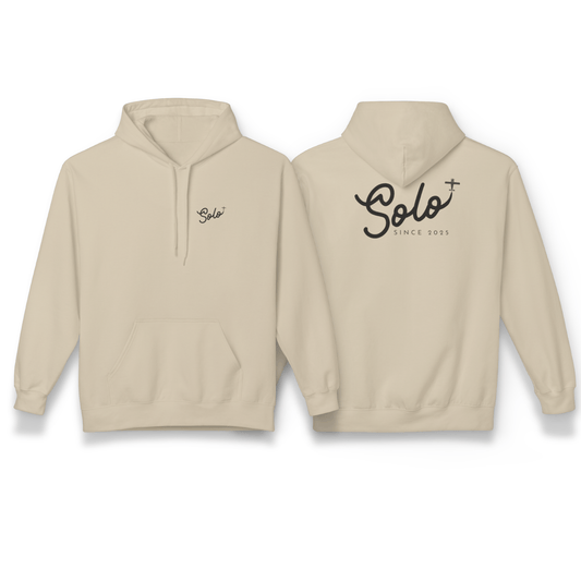 Front and Back of KhakiSolo Since 2025 Hoodie- First Solo Flight Gift for Pilots - Aviator Apparel