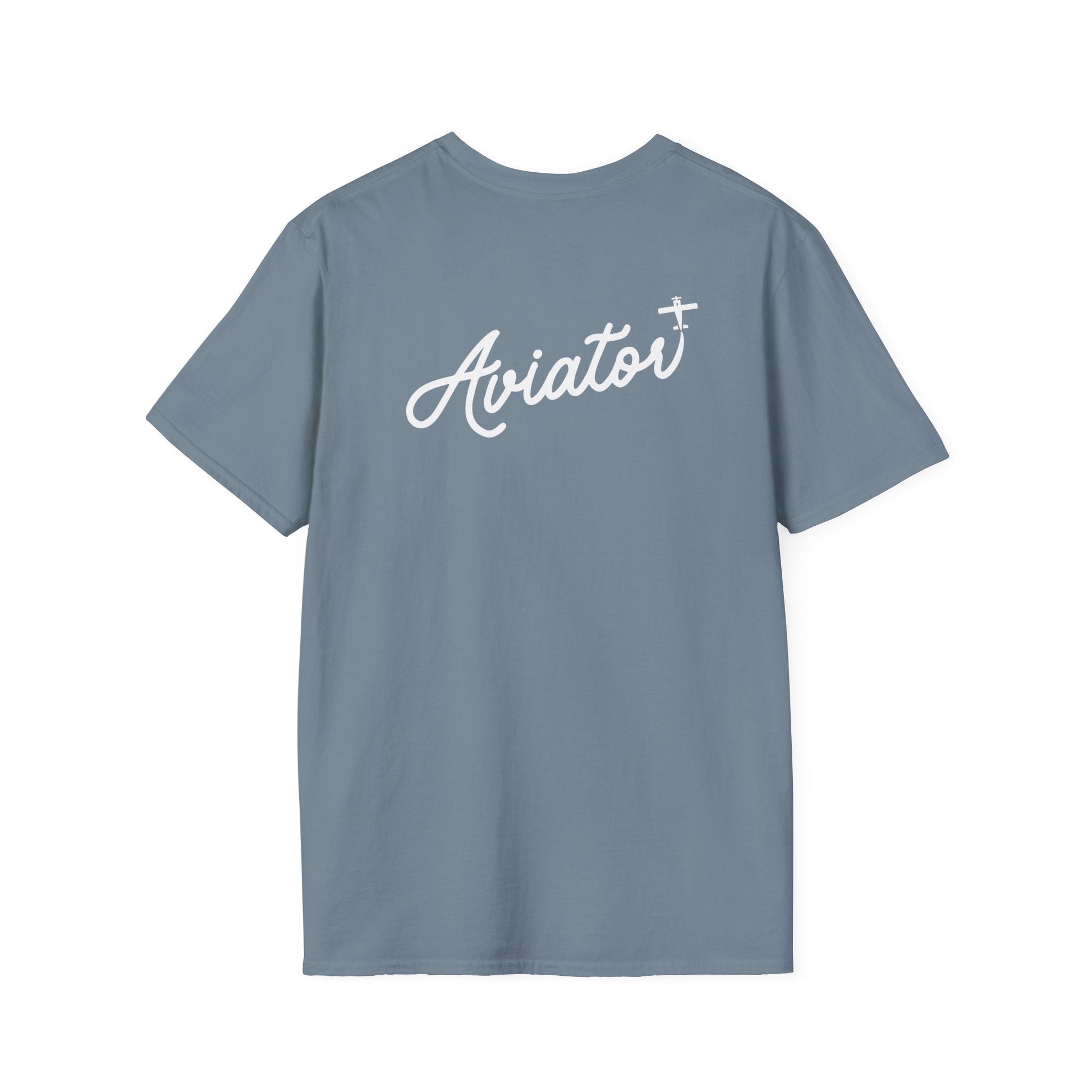 back of stone blue Aviator T-Shirt for Pilots - Aviator Apparel