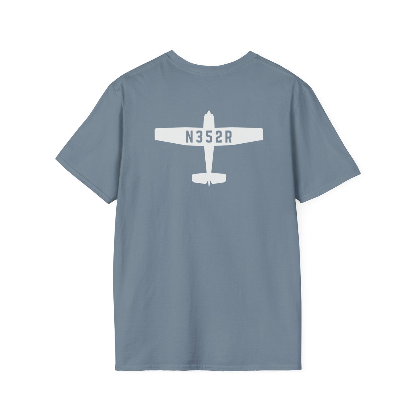 back of stone blue Custom Tail Number Airplane T-Shirt for Pilots - Aviator Apparel