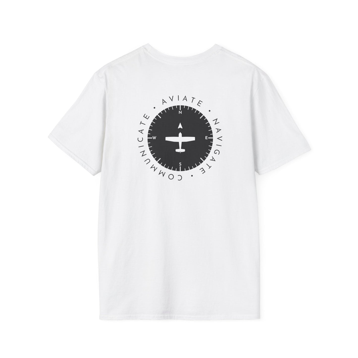 back of white Aviate, Navigate, Communicate Pilot T-Shirt - Aviator Apparel