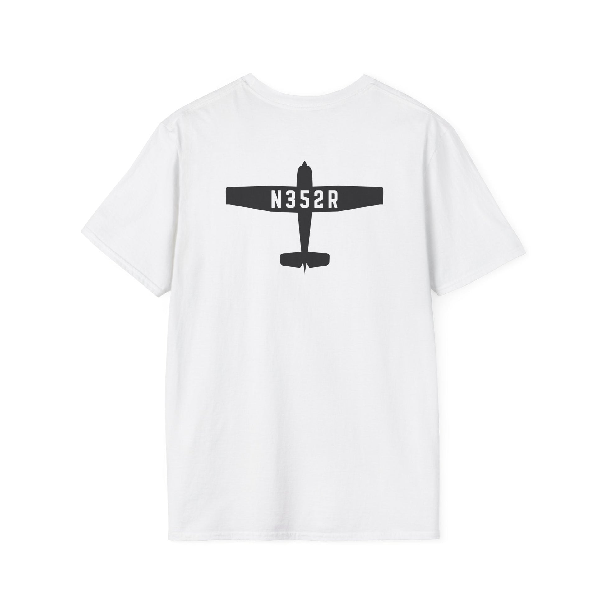 back of white Custom Tail Number Airplane T-Shirt for Pilots - Aviator Apparel
