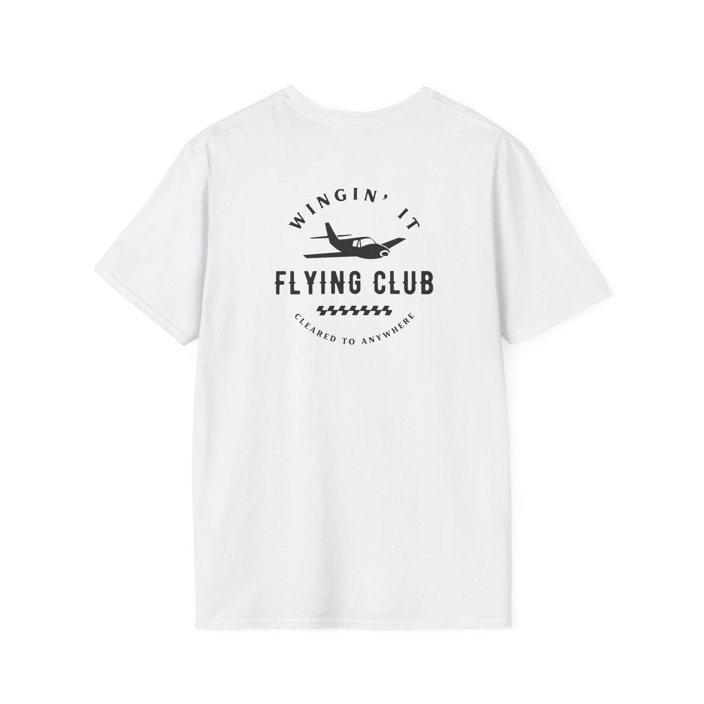back of white Wingin' It Flying Club T-Shirt - Aviator Apparel