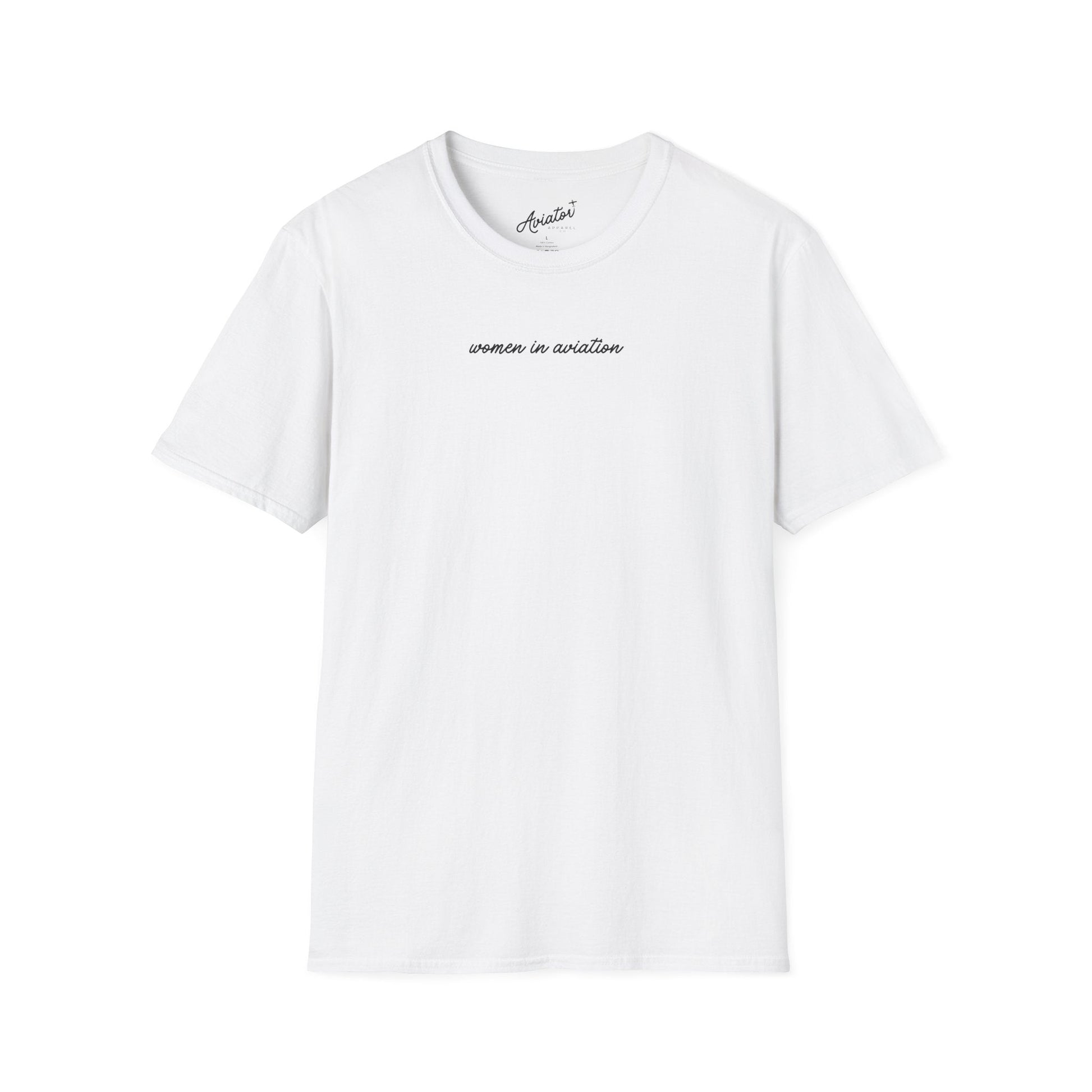 front of white Women in Aviation T-Shirt for Female Pilots - Aviator Apparel