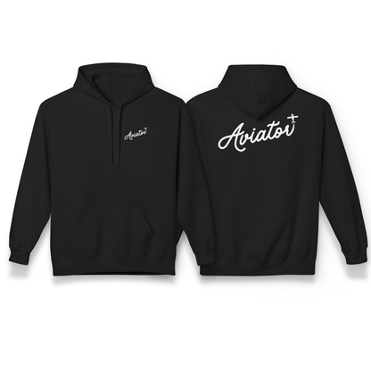 Front and Back of Black Aviator Hoodie for Pilots - Aviator Apparel