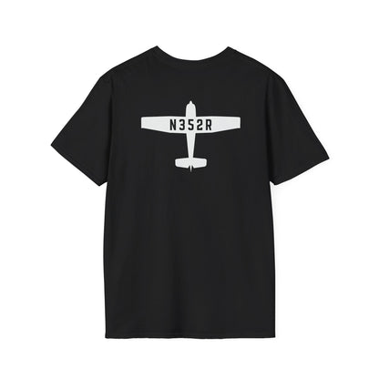 back of black Custom Tail Number Airplane T-Shirt for Pilots - Aviator Apparel